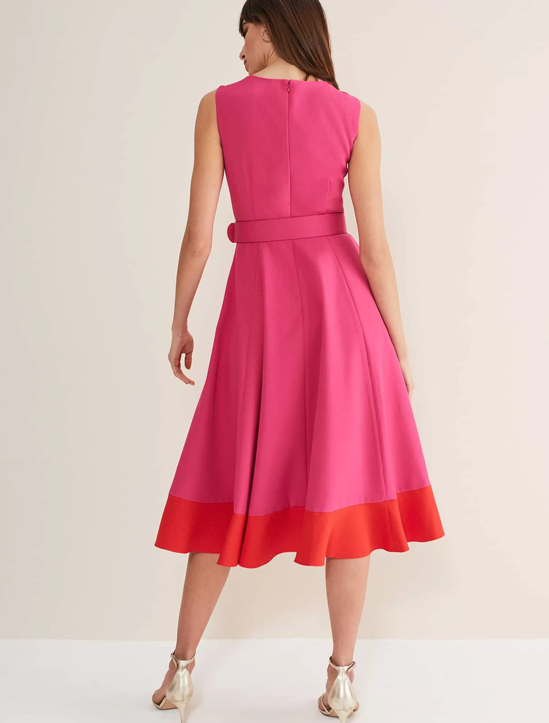 Phase Eight Raquel Belted Fit And Flare Dress Fuchsia/Red Sale