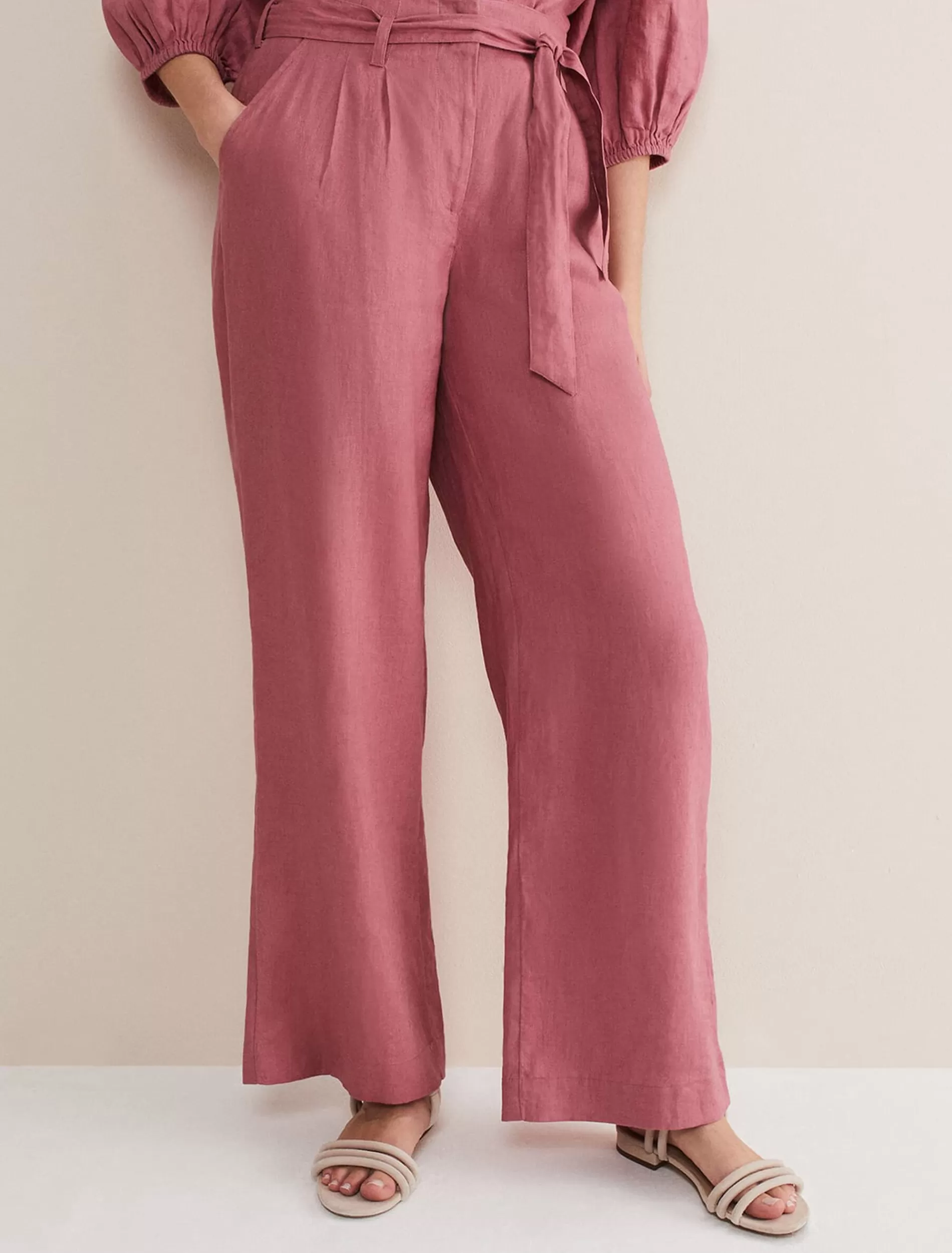 Phase Eight Raven Linen Trouser Rose Discount