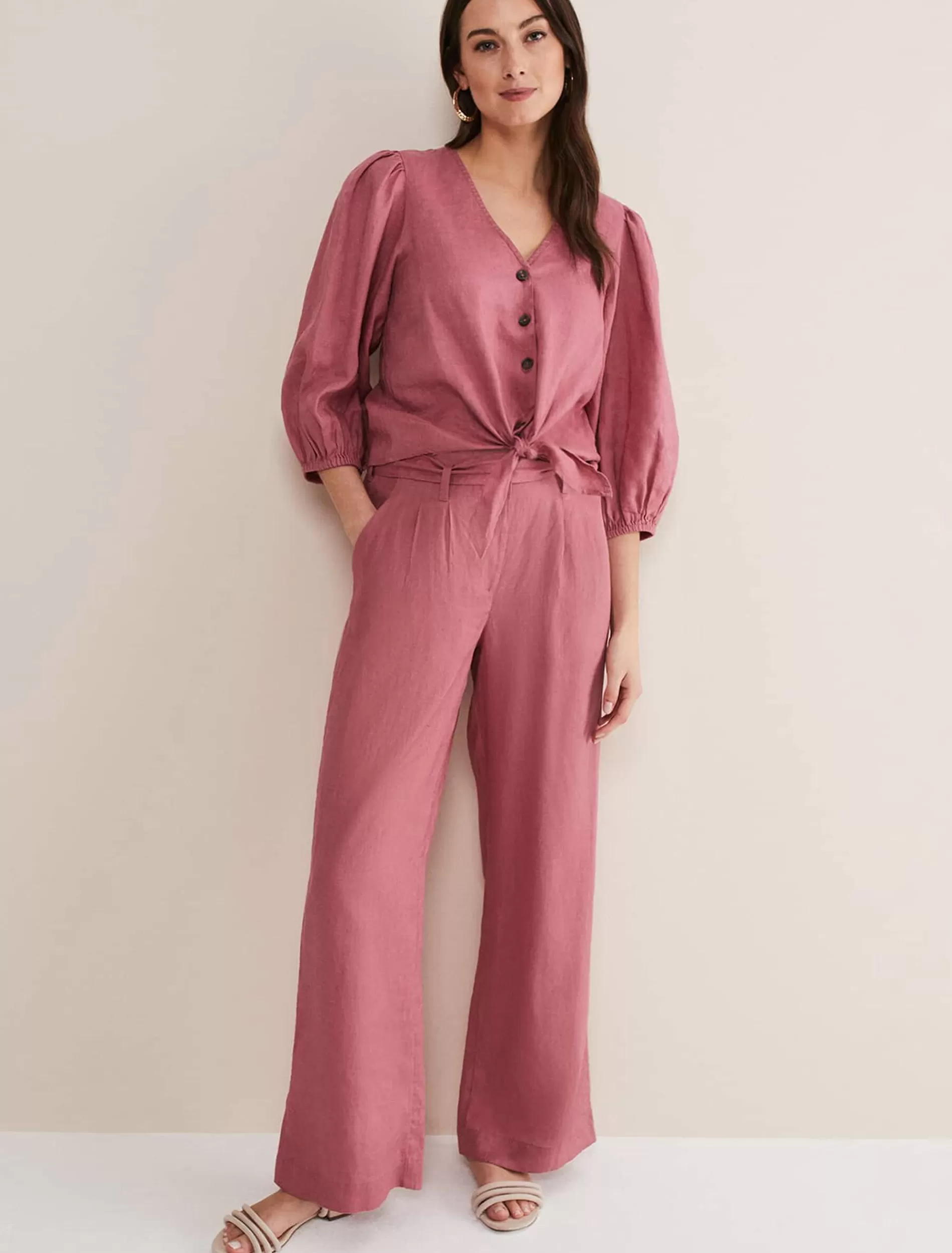 Phase Eight Raven Linen Trouser Rose Discount