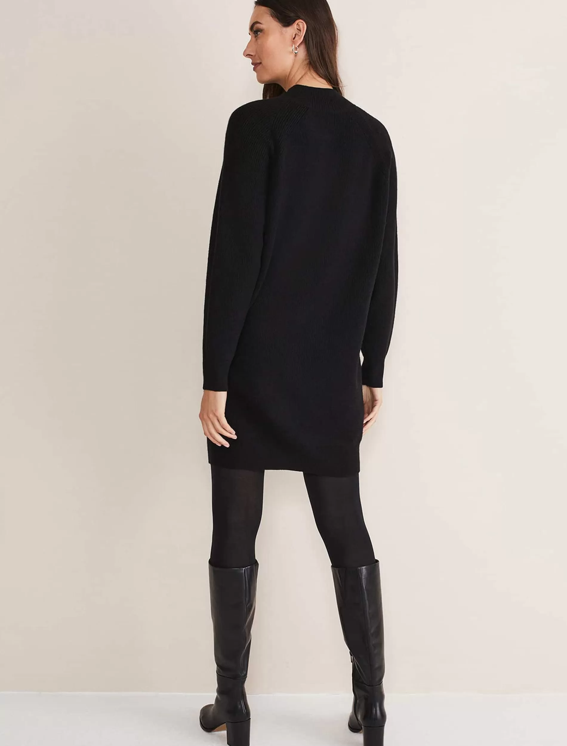Phase Eight Reeva Cosy Button Detail Dress Black Clearance