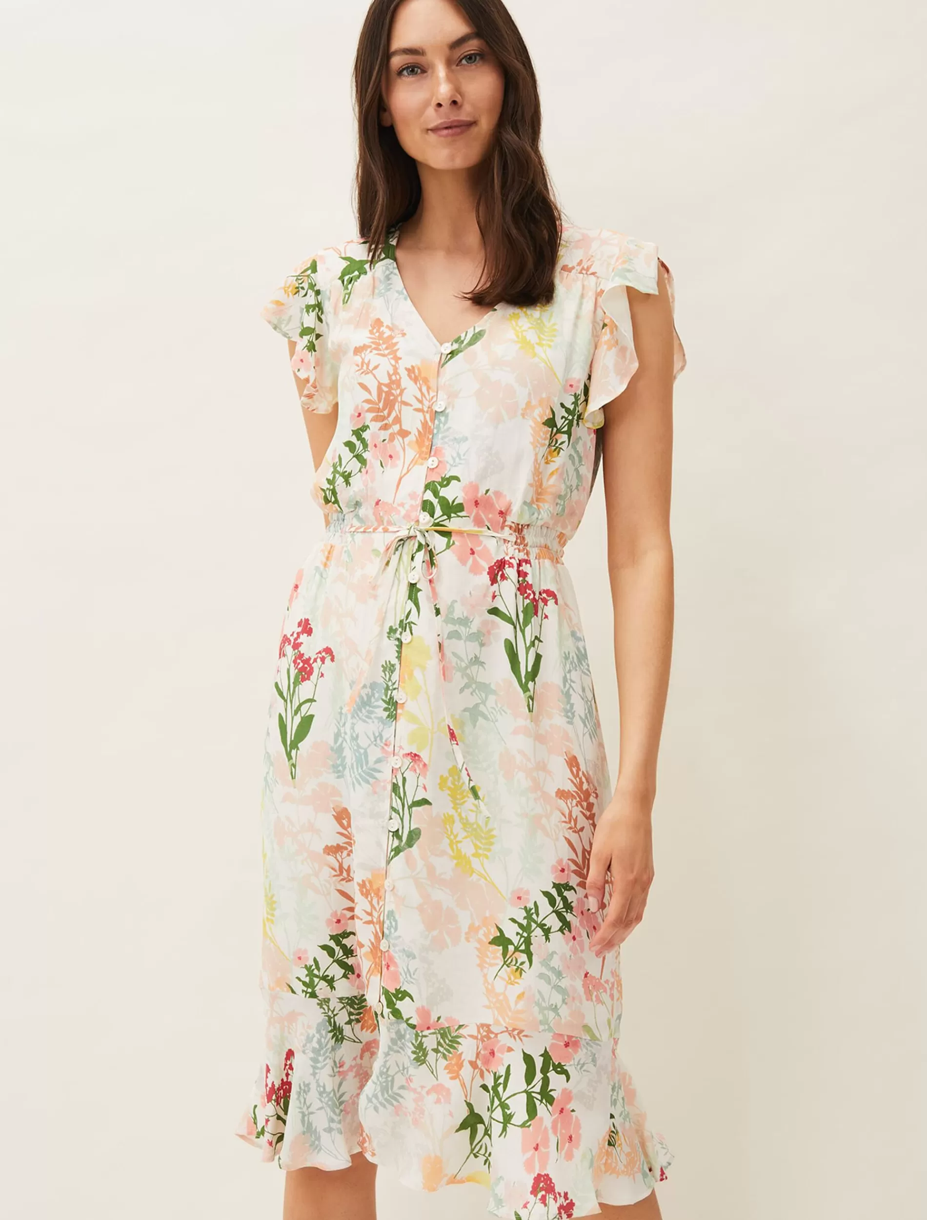 Phase Eight Remee Floral Shirt Dress Pink/Orange Hot