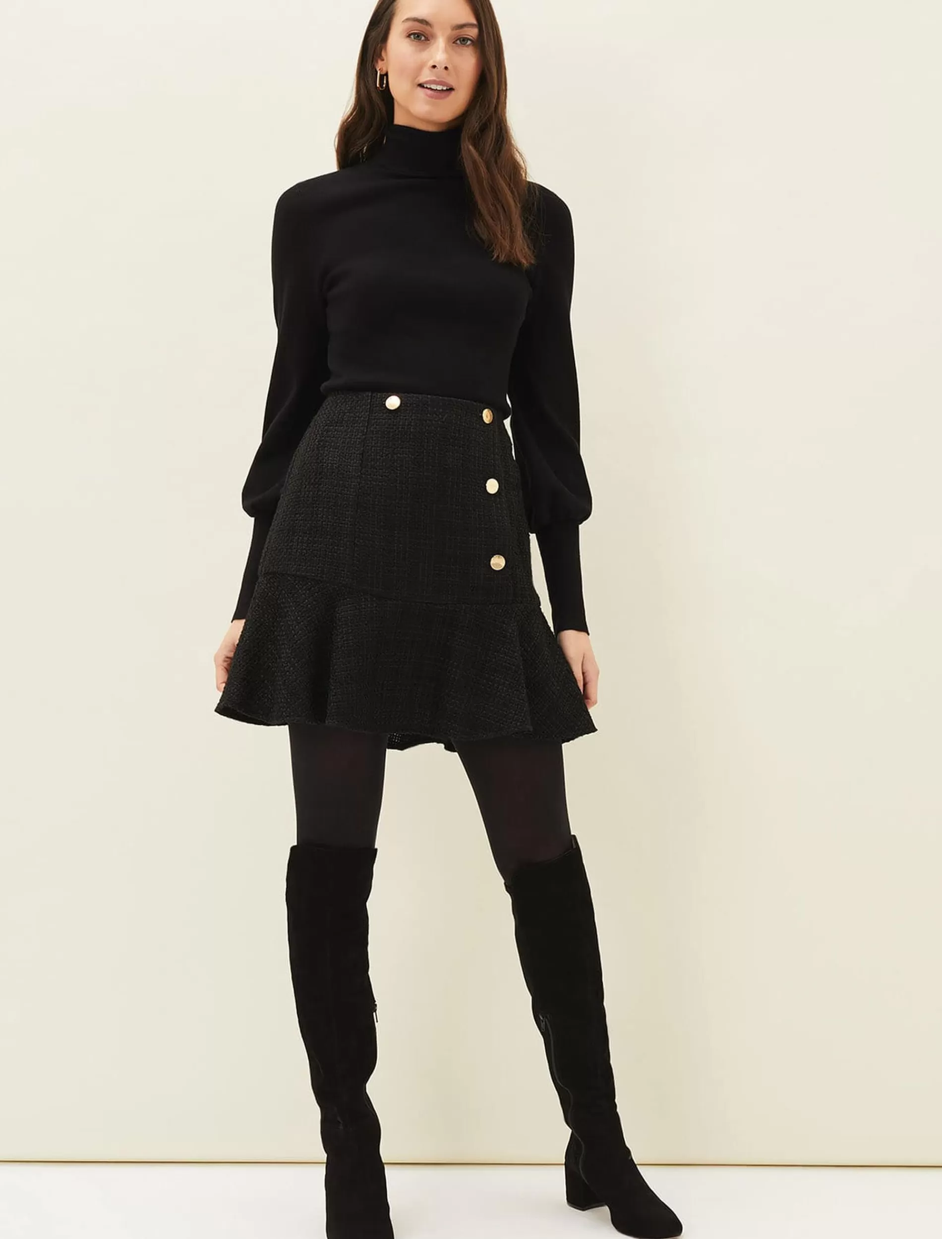 Phase Eight Ren Tweed Mini Skirt Black Fashion