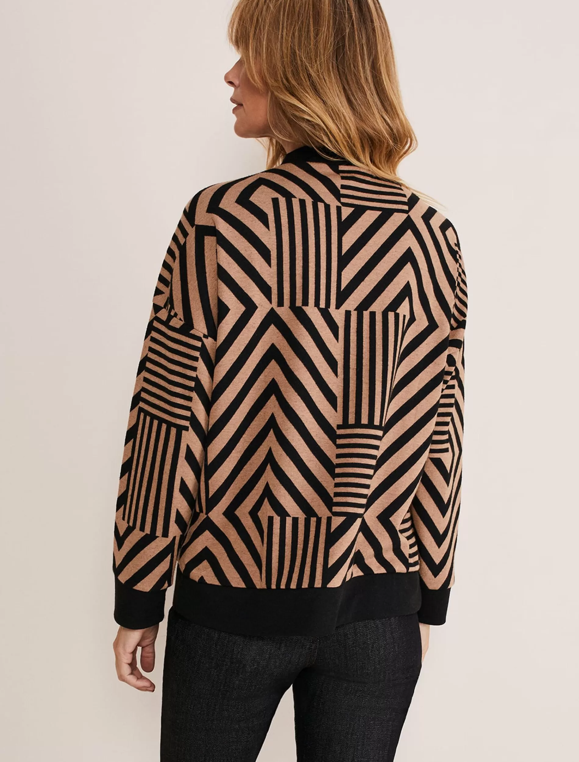Phase Eight Renatta Patched Geo Jacquard Top Camel/Black Best Sale