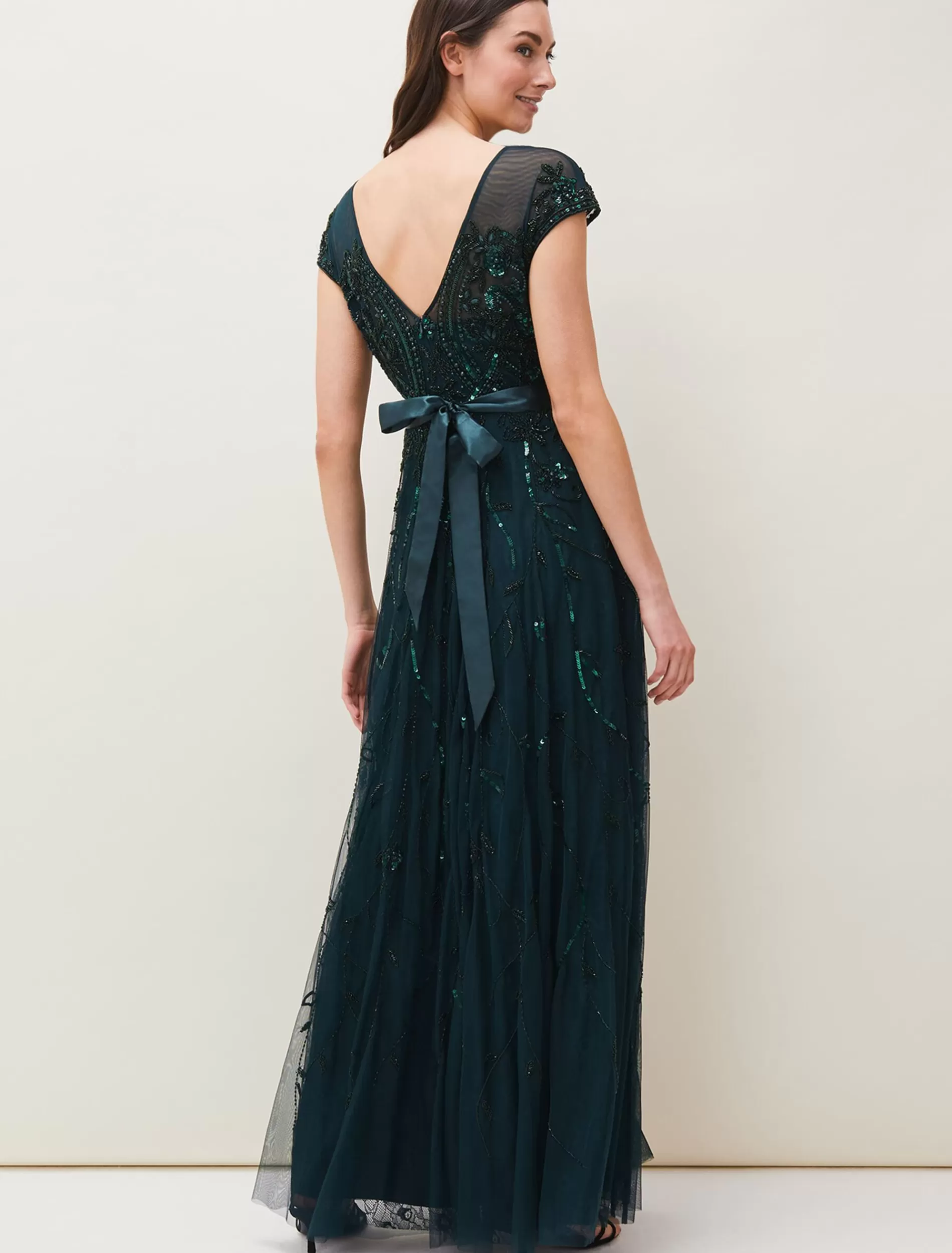 Phase Eight Renee Beaded Tulle Dress Emerald Cheap
