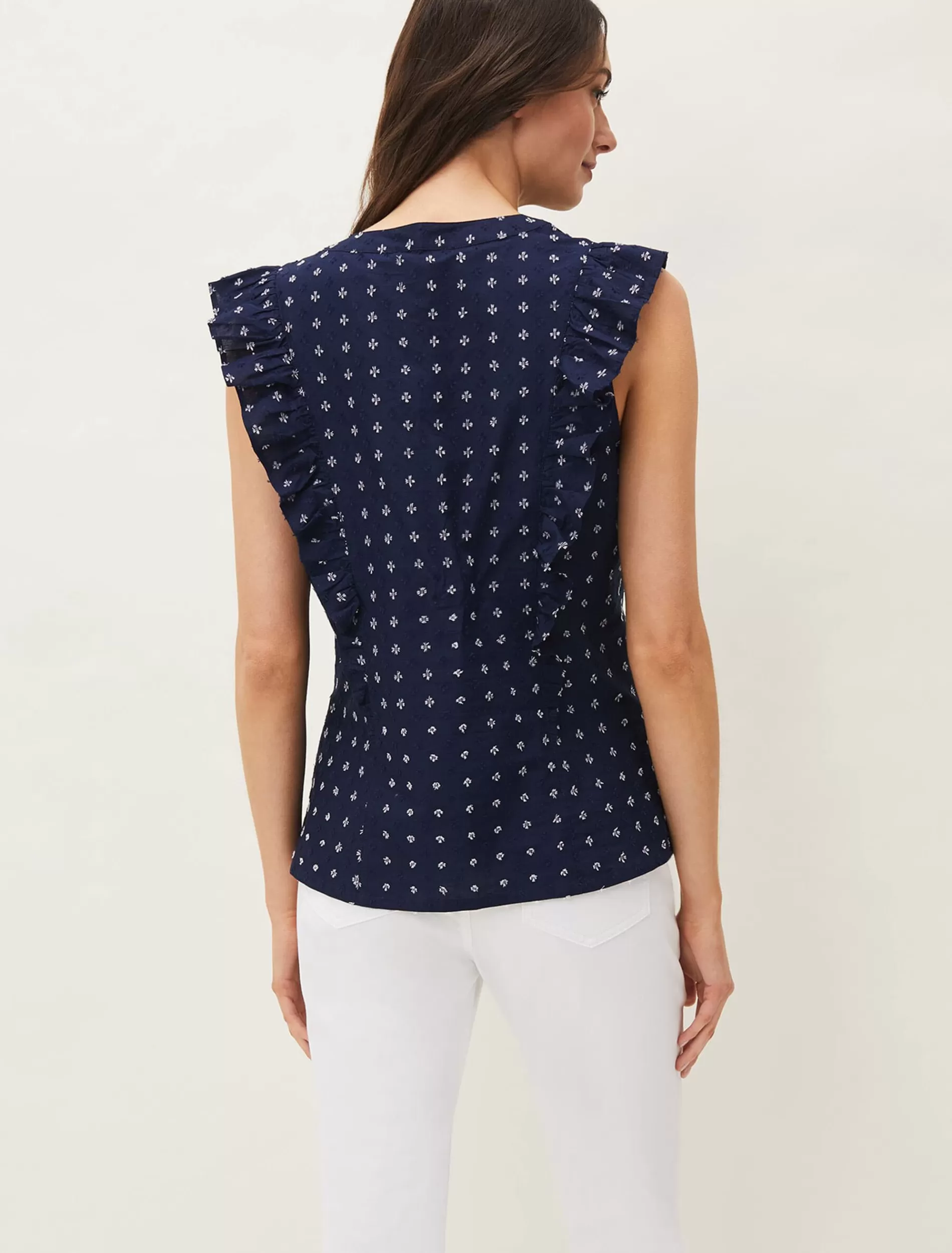 Phase Eight Rhea Ditsy Print Blouse Navy/Ivory Best Sale