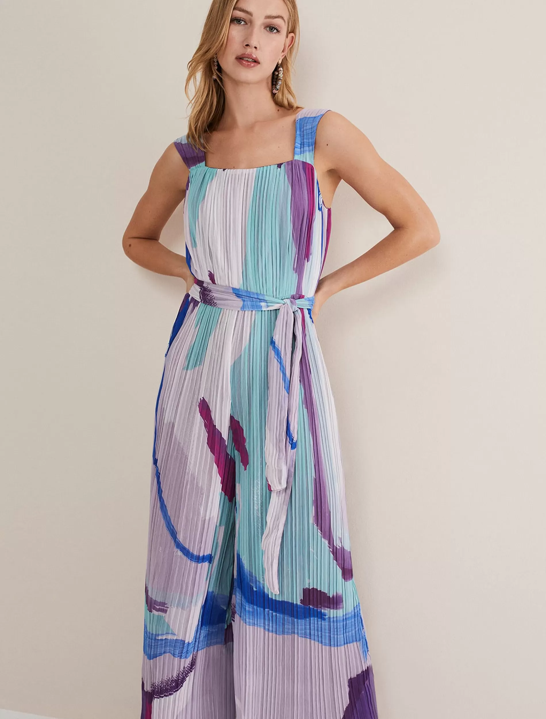 Phase Eight Rhona Abstract Wide Leg Jumpsuit Multi-Coloured Discount