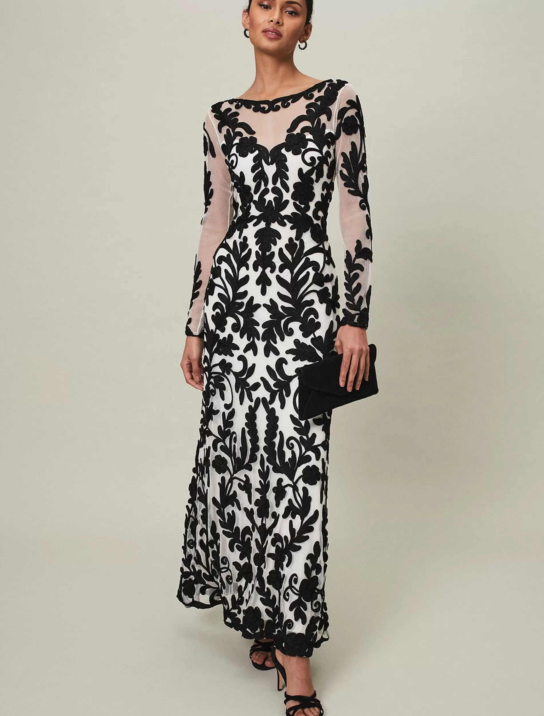 Phase Eight Ria Tapework Dress Black/White New