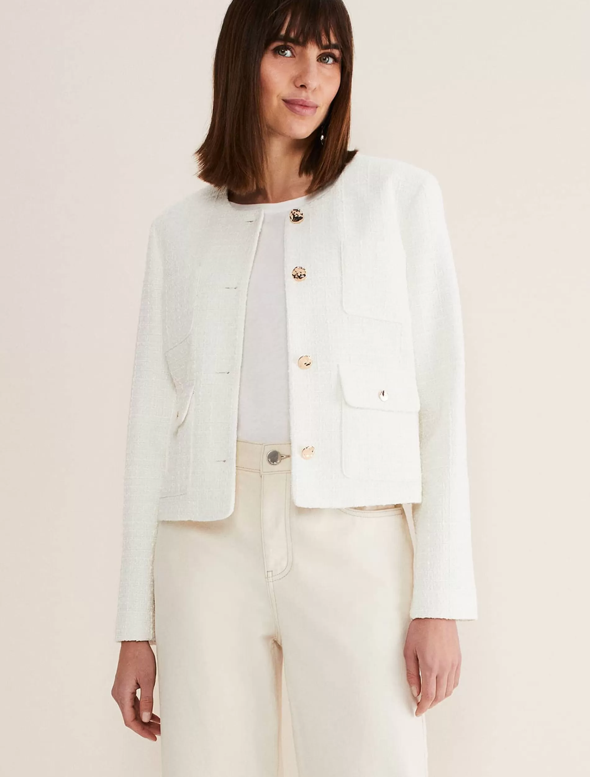 Phase Eight Ripley Tweed Jacket Ivory Sale