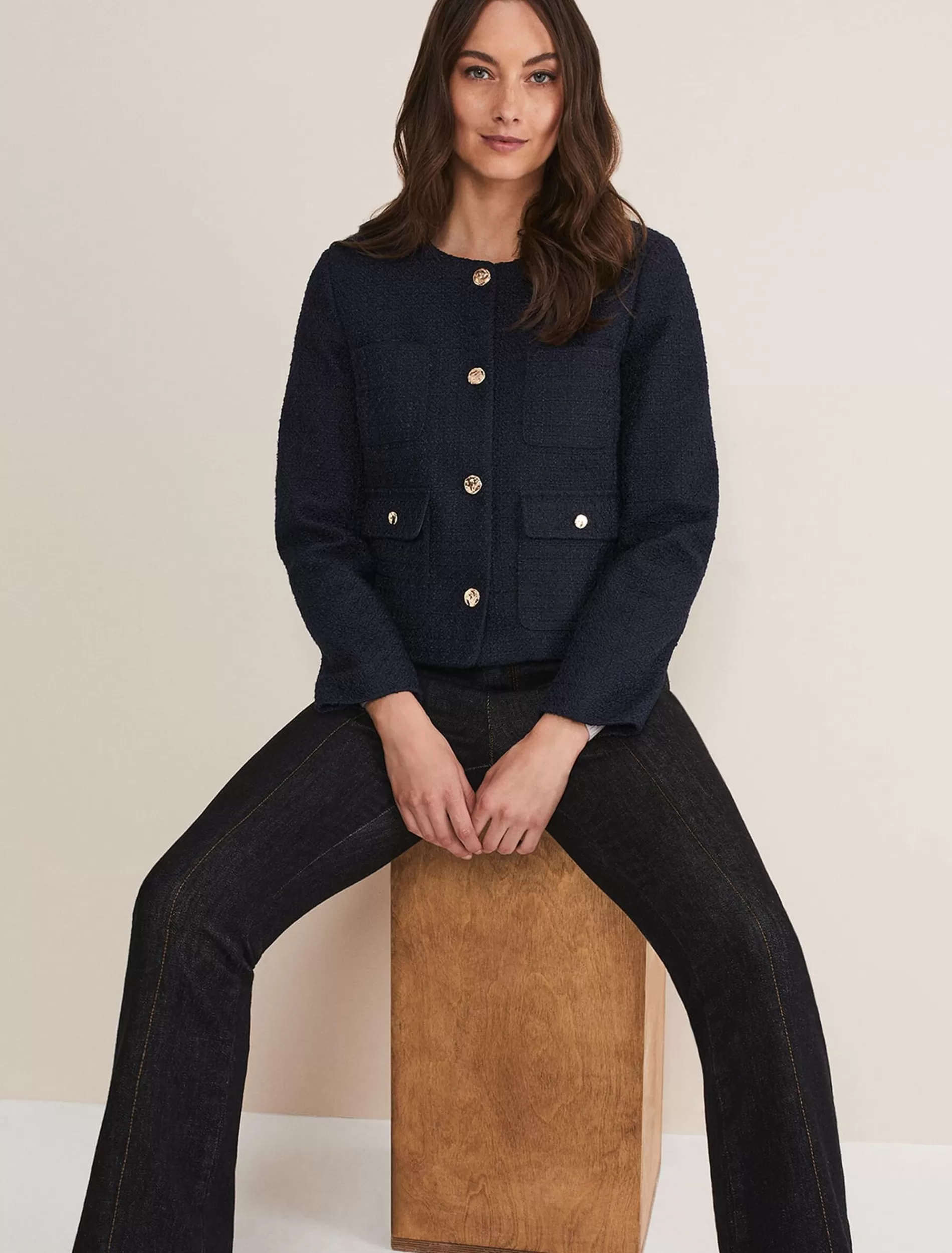 Phase Eight Ripley Tweed Jacket Navy Cheap