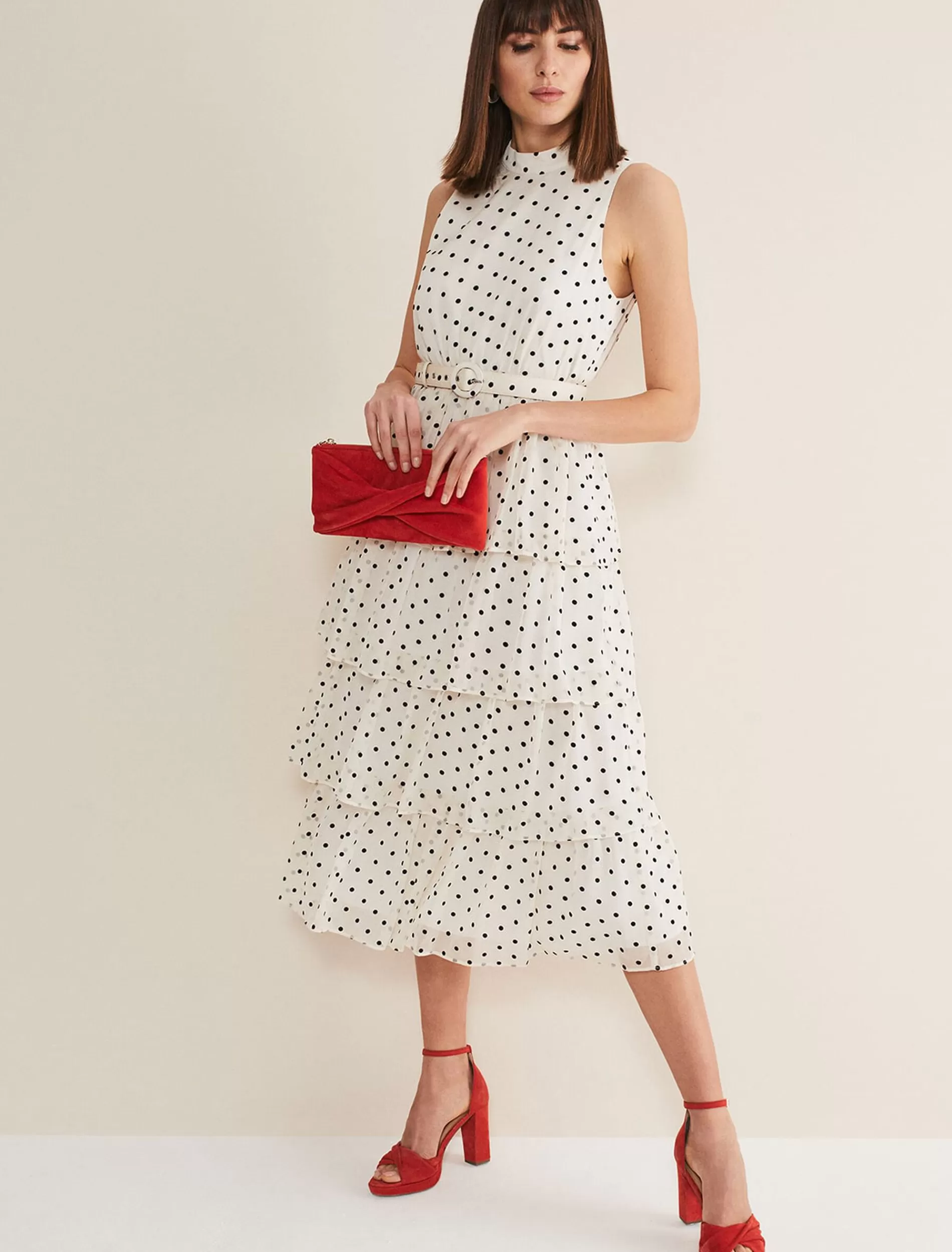 Phase Eight Rita Spot Tulle Dress Black/White Best
