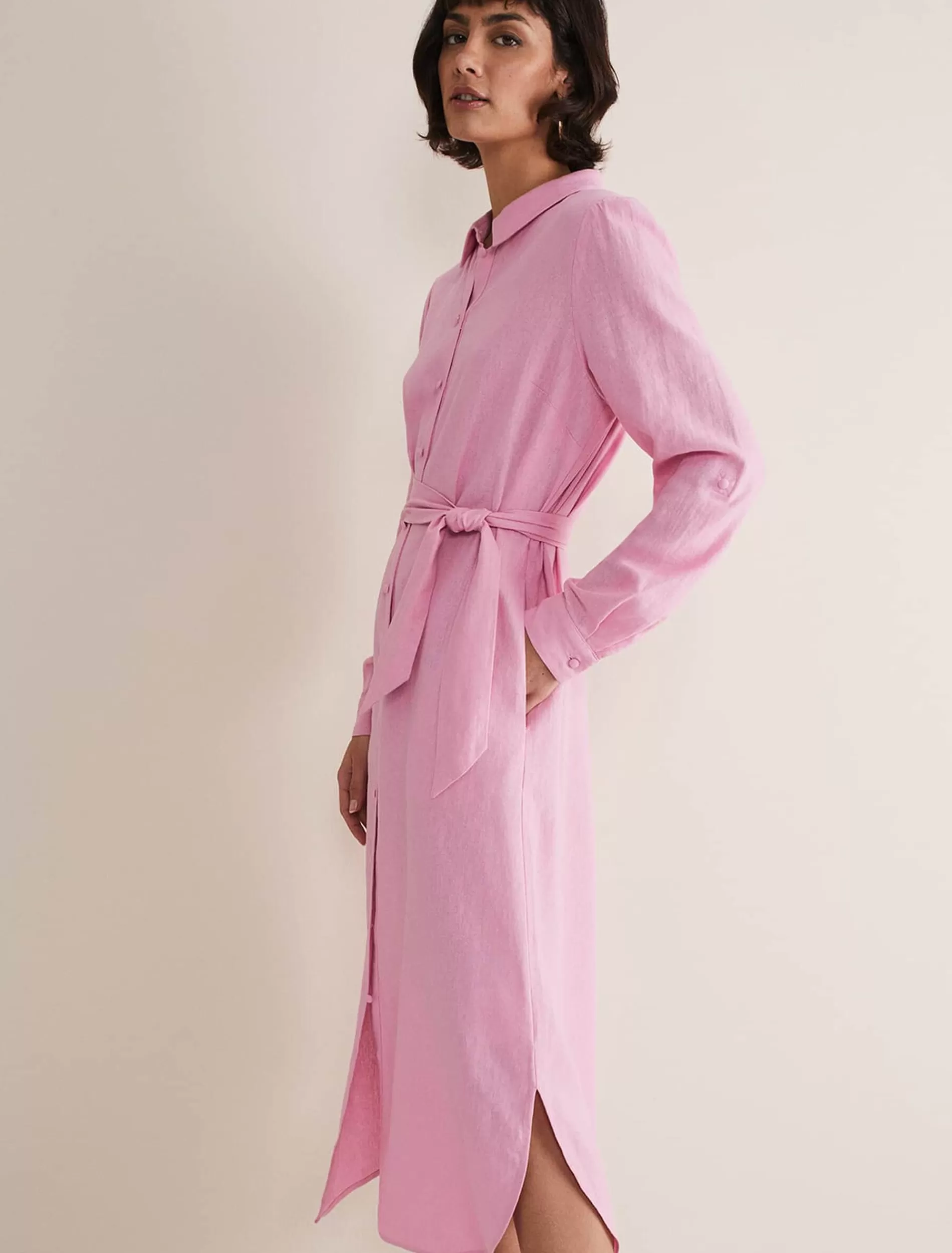 Phase Eight Rosalina Linen Shirt Dress Pink Shop