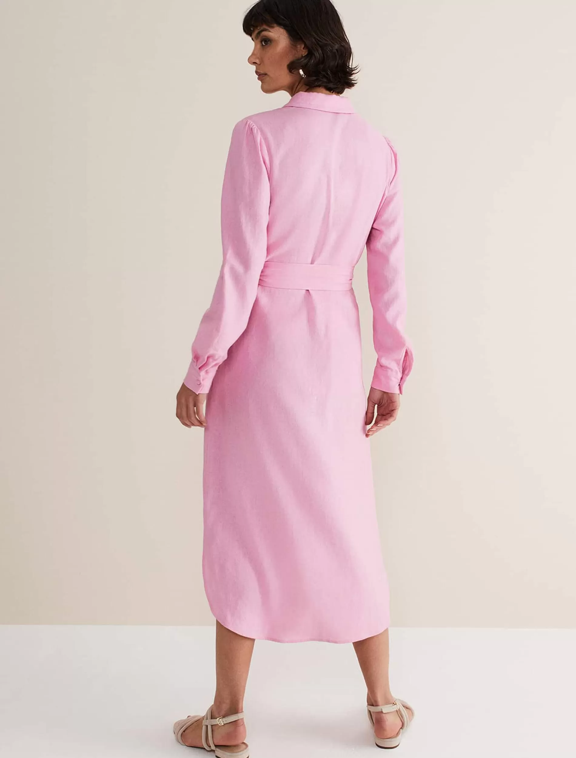 Phase Eight Rosalina Linen Shirt Dress Pink Shop