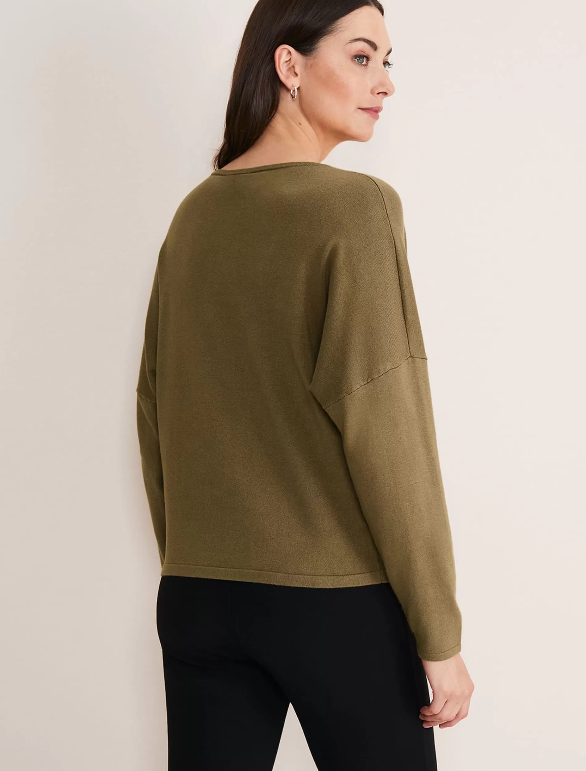 Phase Eight Rose Pocket Trim Knit Olive Flash Sale