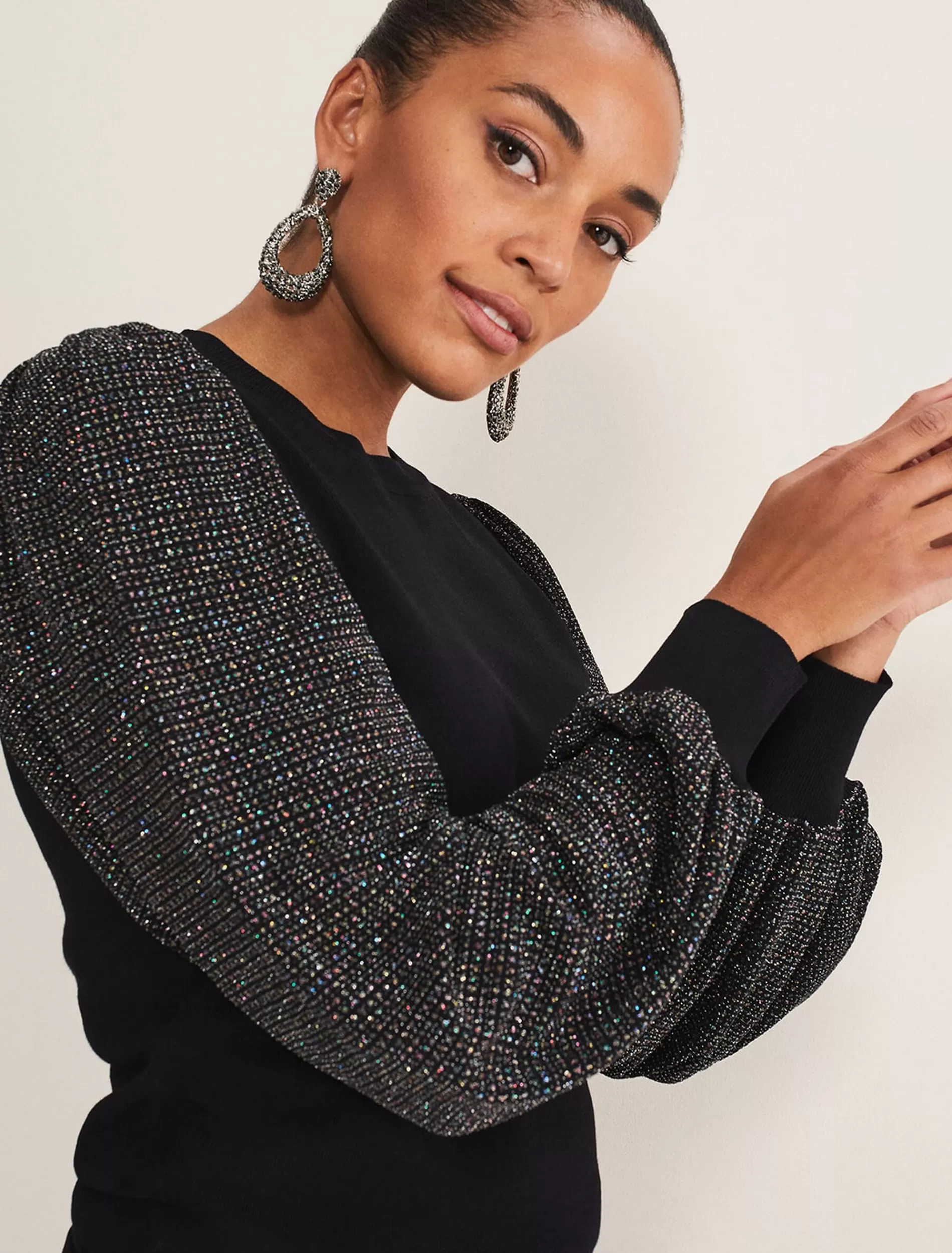 Phase Eight Rosen Disco Sleeve Knit Black Cheap