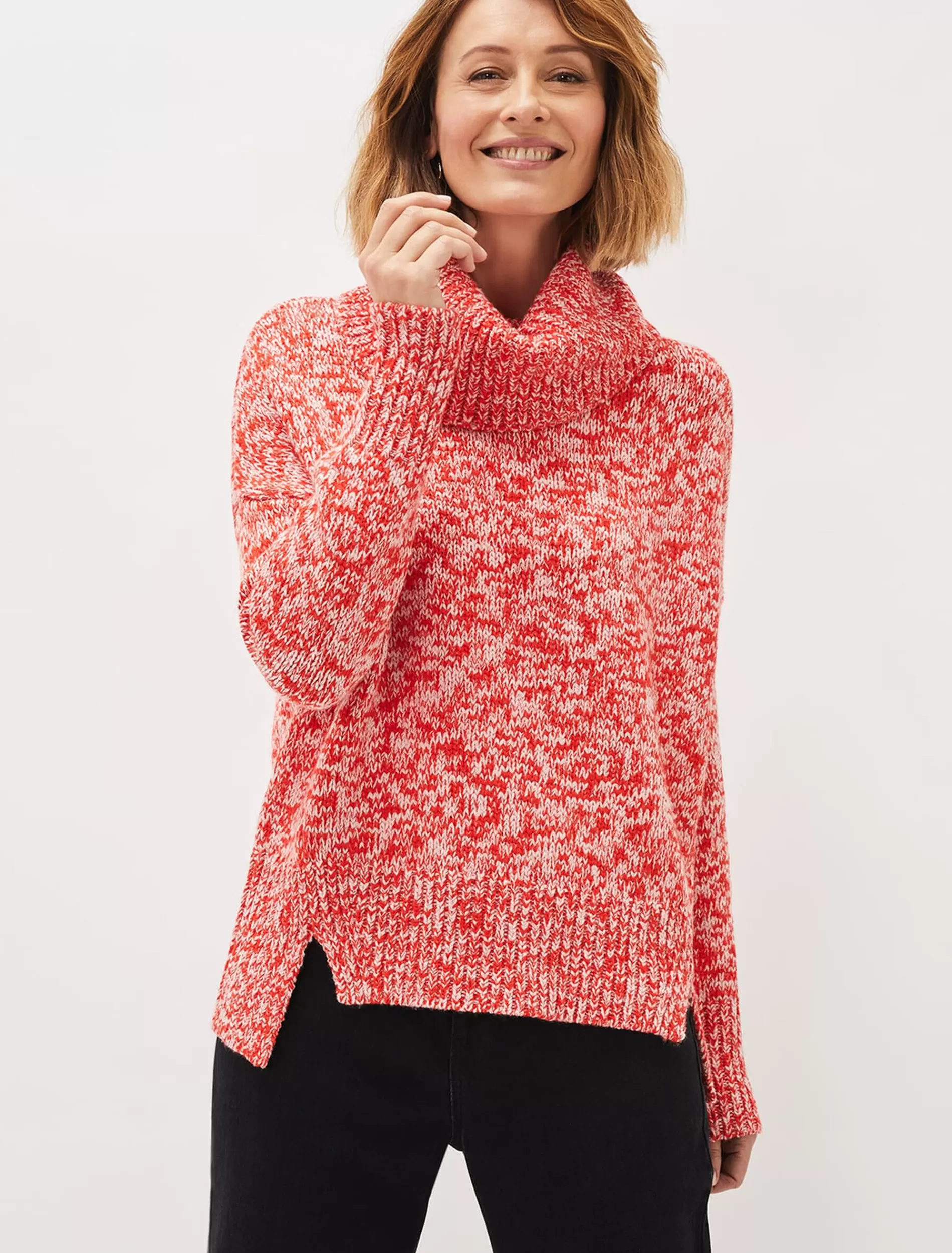 Phase Eight Rosia Melange Chunky Knit Jumper Red/Multi Hot