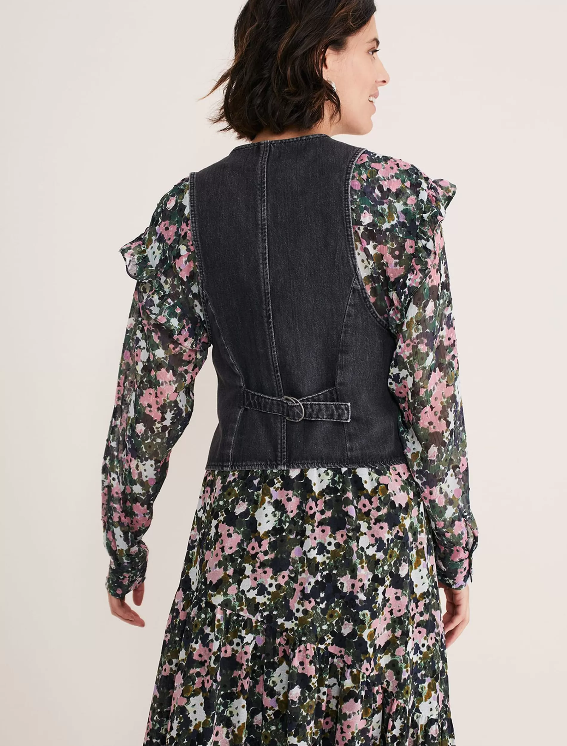 Phase Eight Rowena Denim Waistcoat Washed Black Online