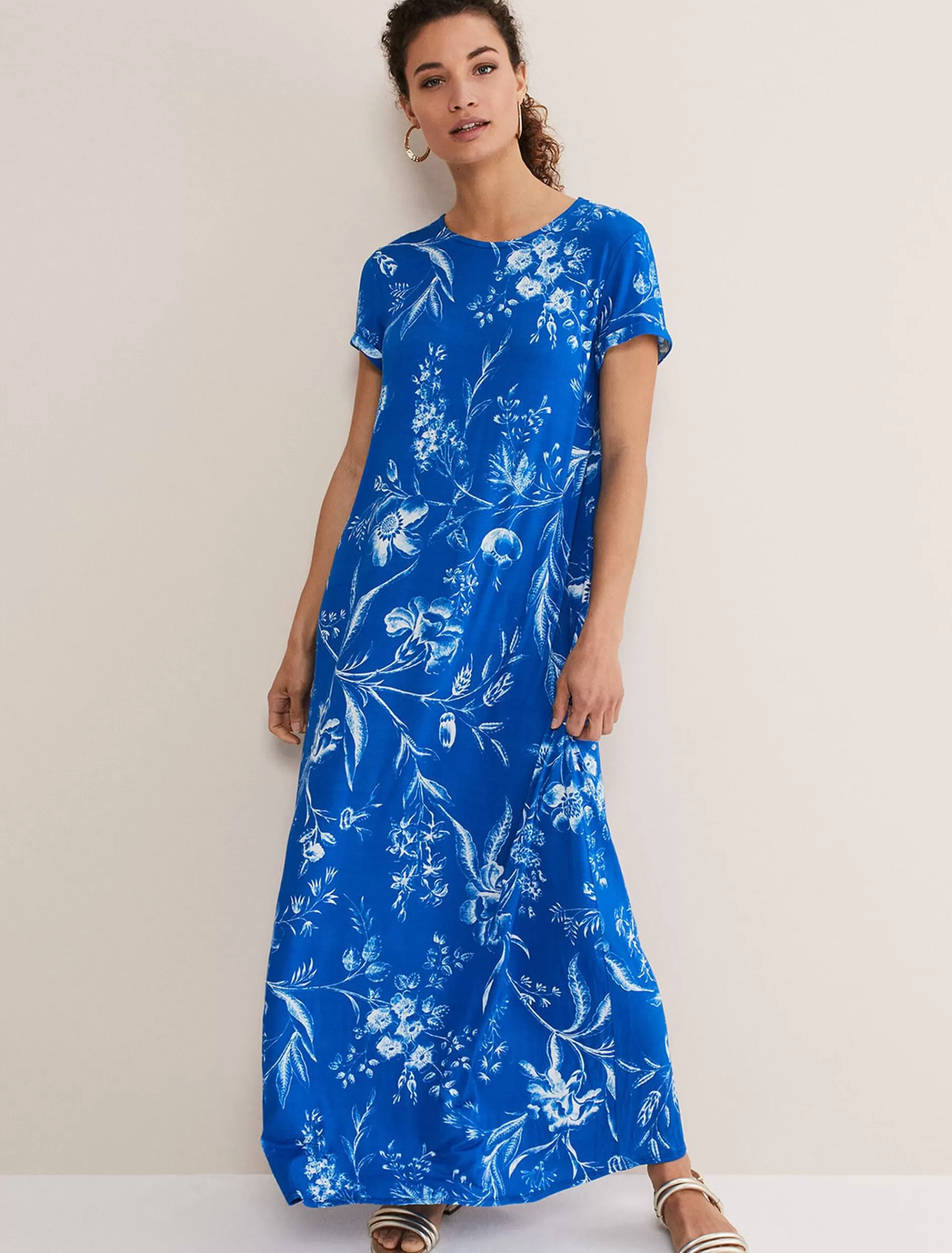 Phase Eight Roxana Printed T-Shirt Dress Blue Discount