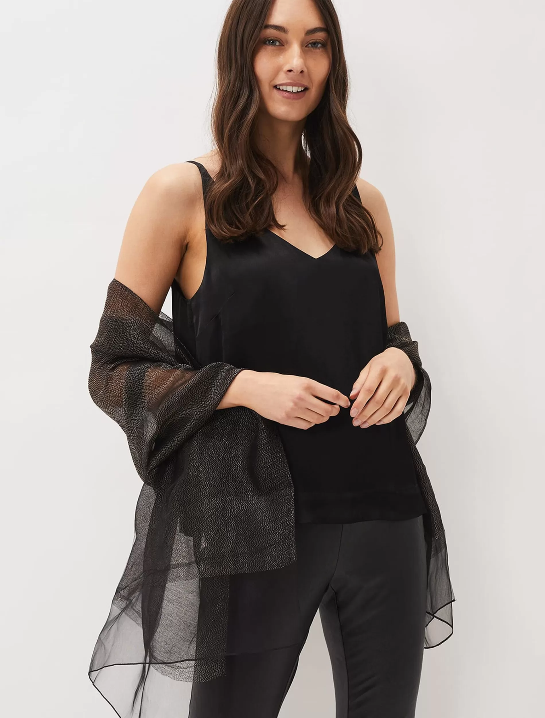 Phase Eight Roxy Metallic Scarf Black Cheap
