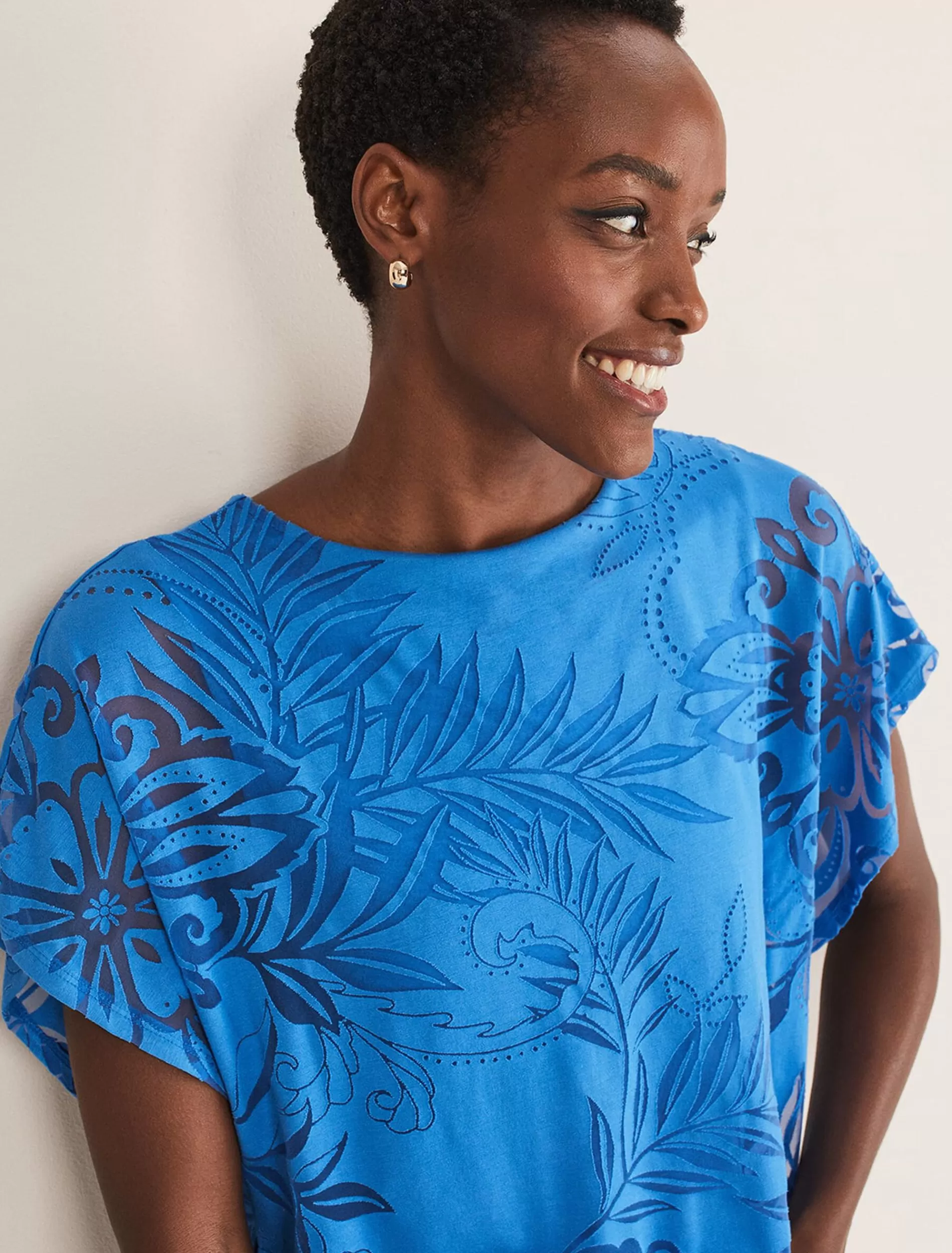 Phase Eight Rubi Burnout Top Sapphire Blue Outlet