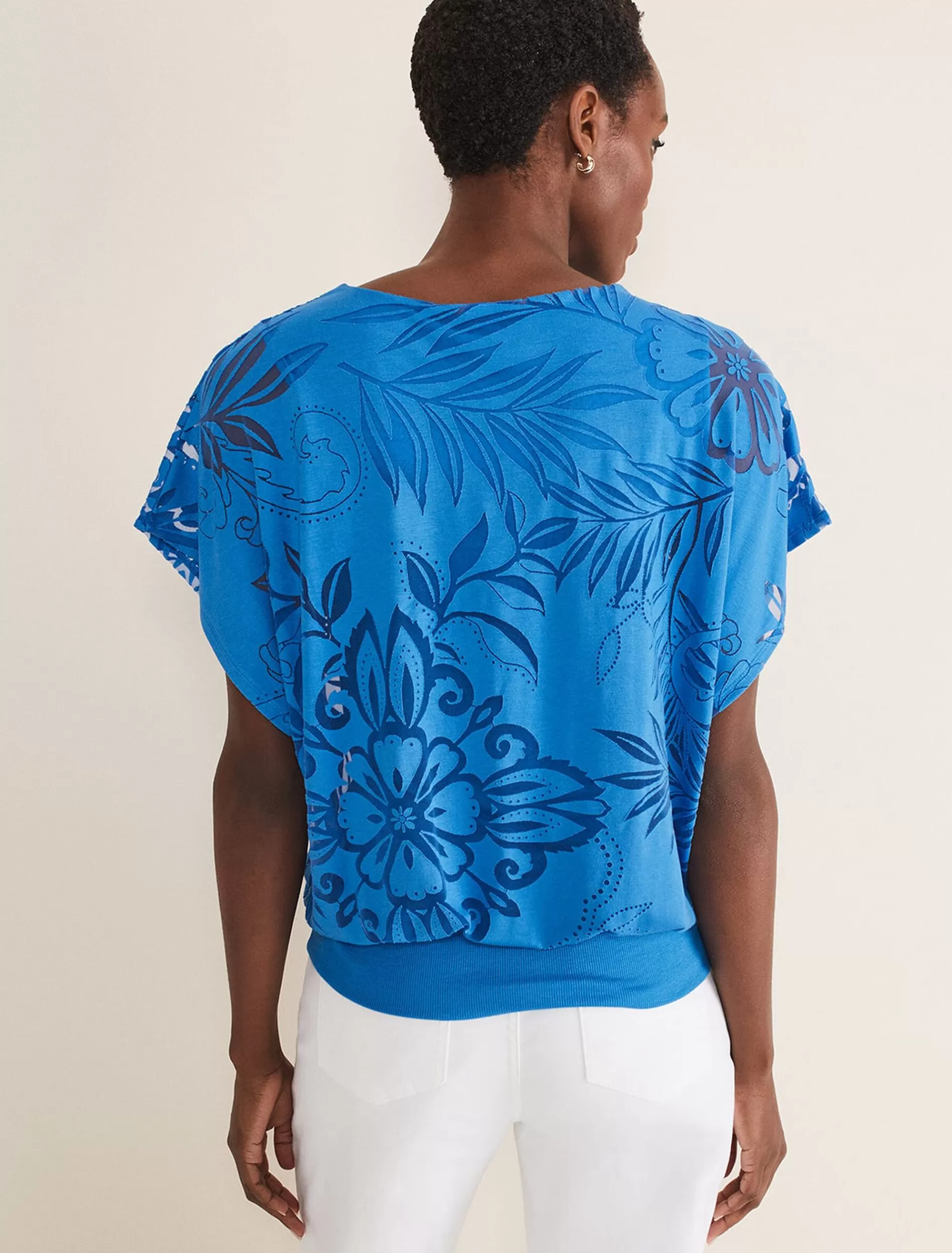 Phase Eight Rubi Burnout Top Sapphire Blue Outlet