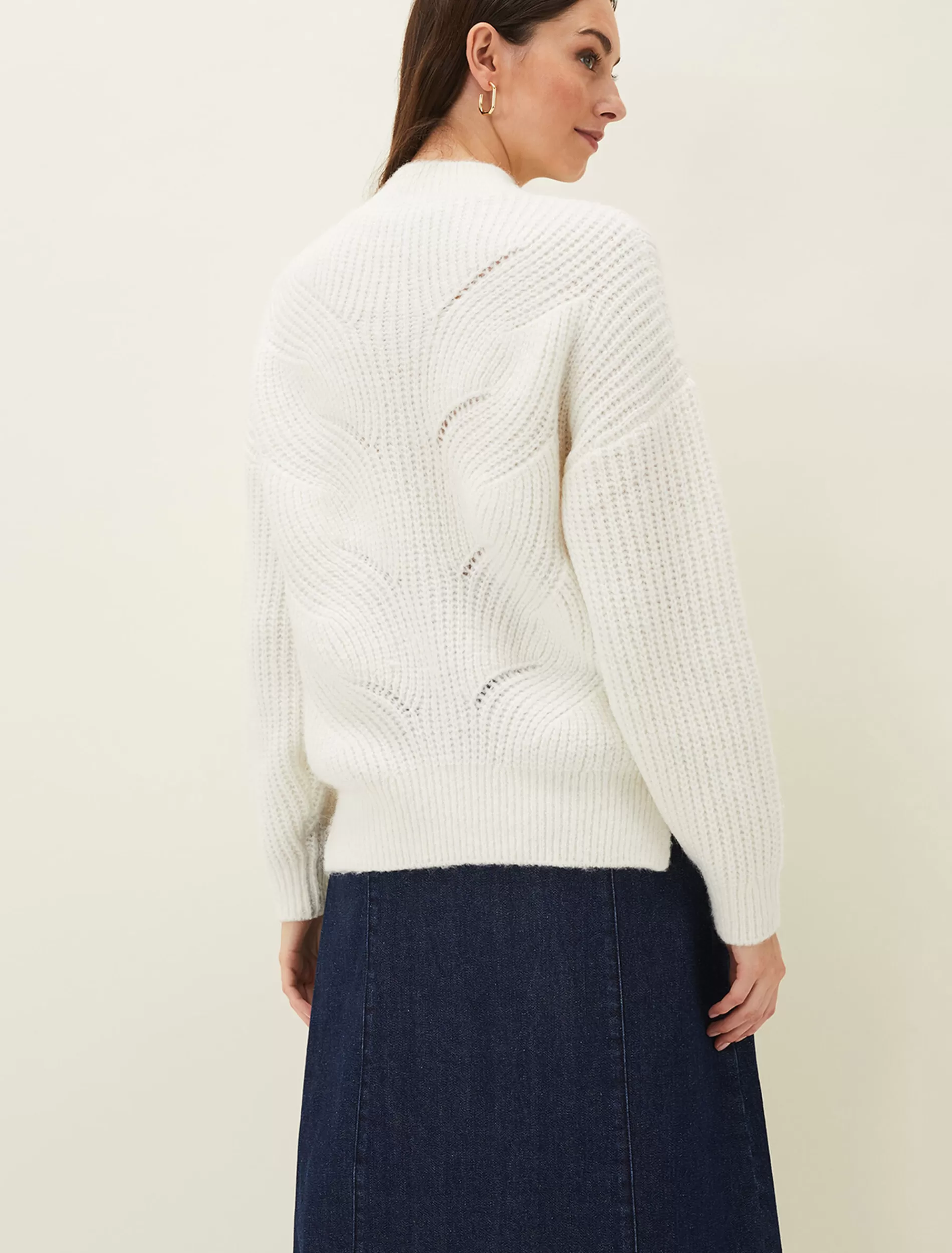 Phase Eight Ruby Fluffy Decorative Open Stitch Jumper White Cheap