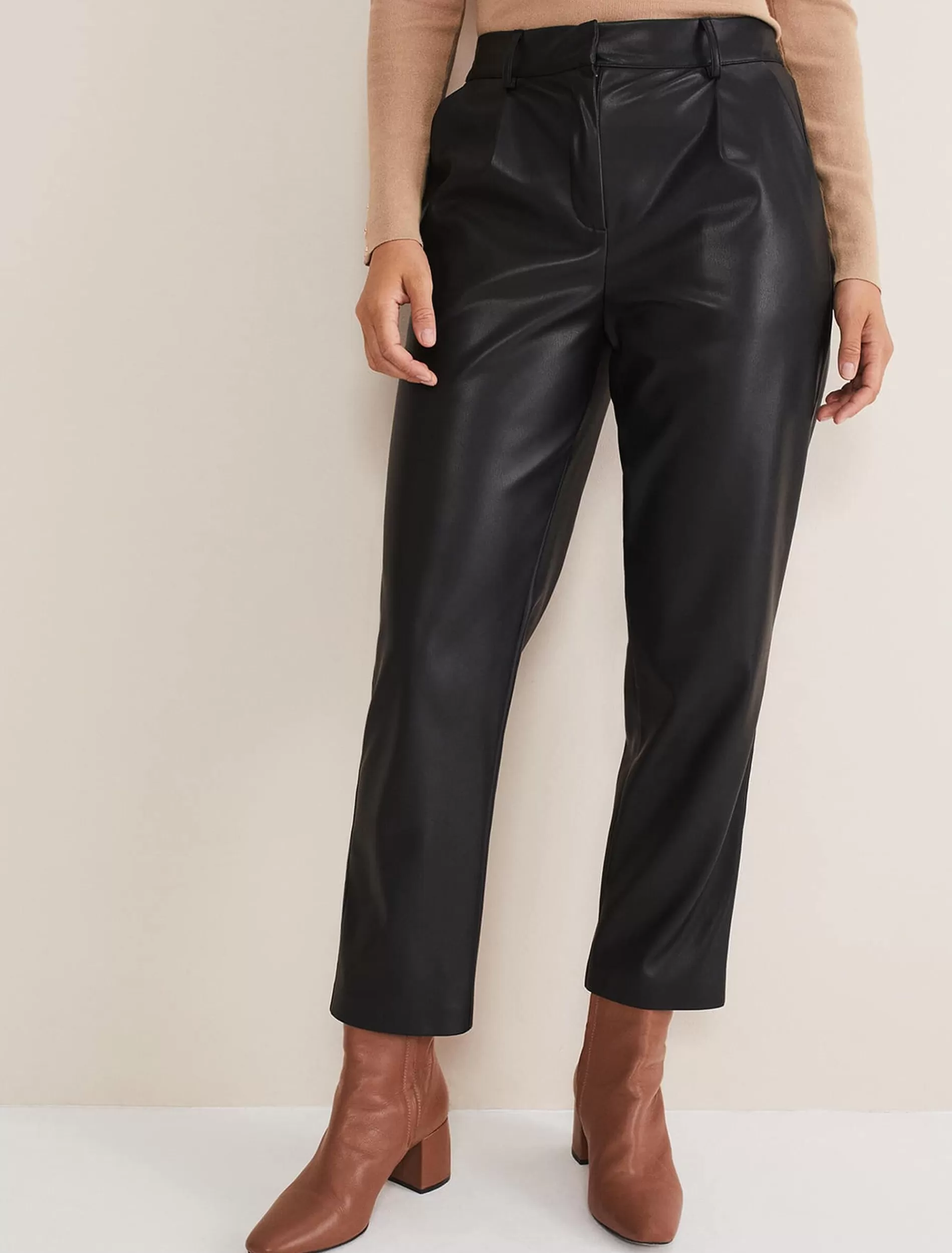Phase Eight Rya Pleather Straight Leg Trouser Black Cheap