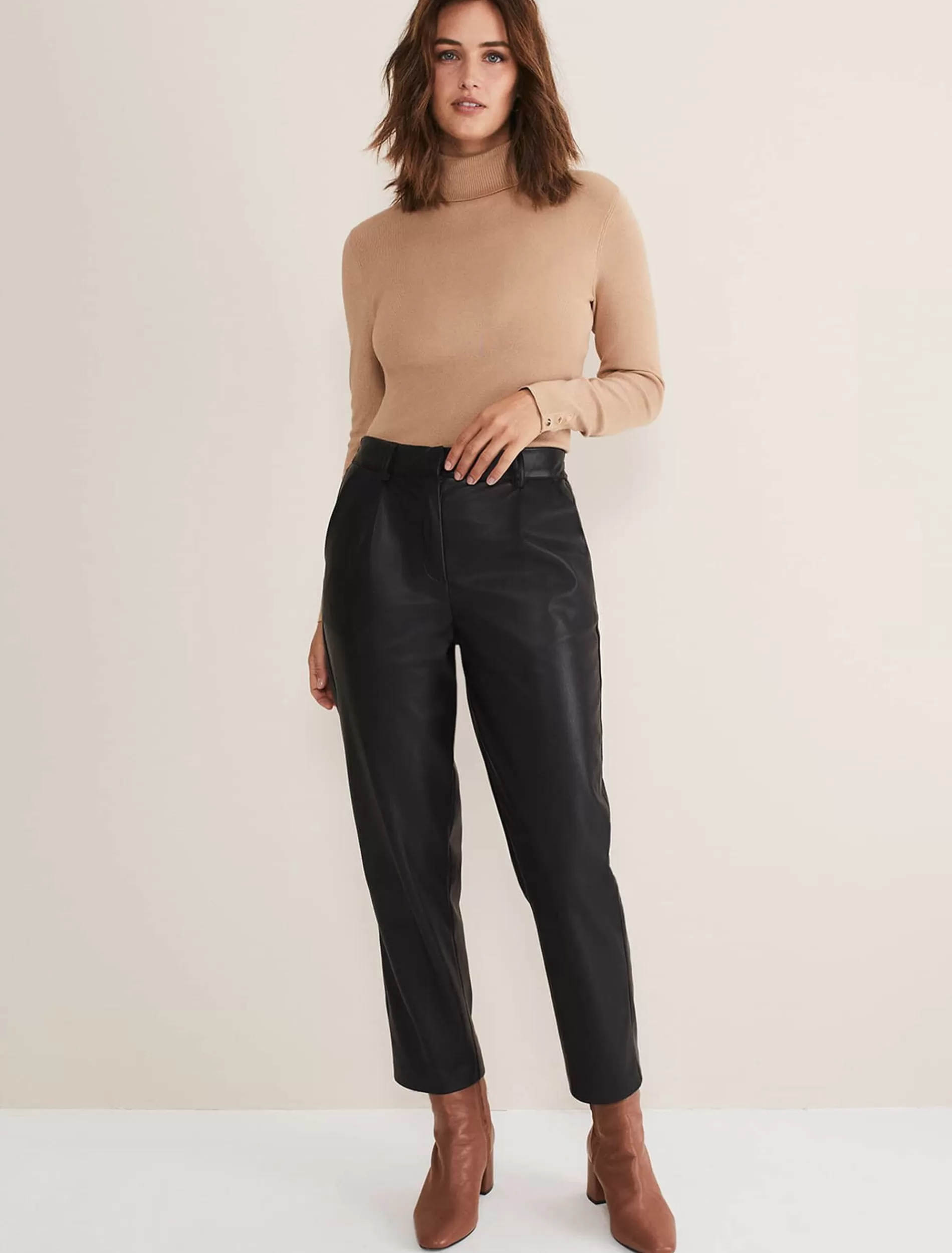Phase Eight Rya Pleather Straight Leg Trouser Black Cheap
