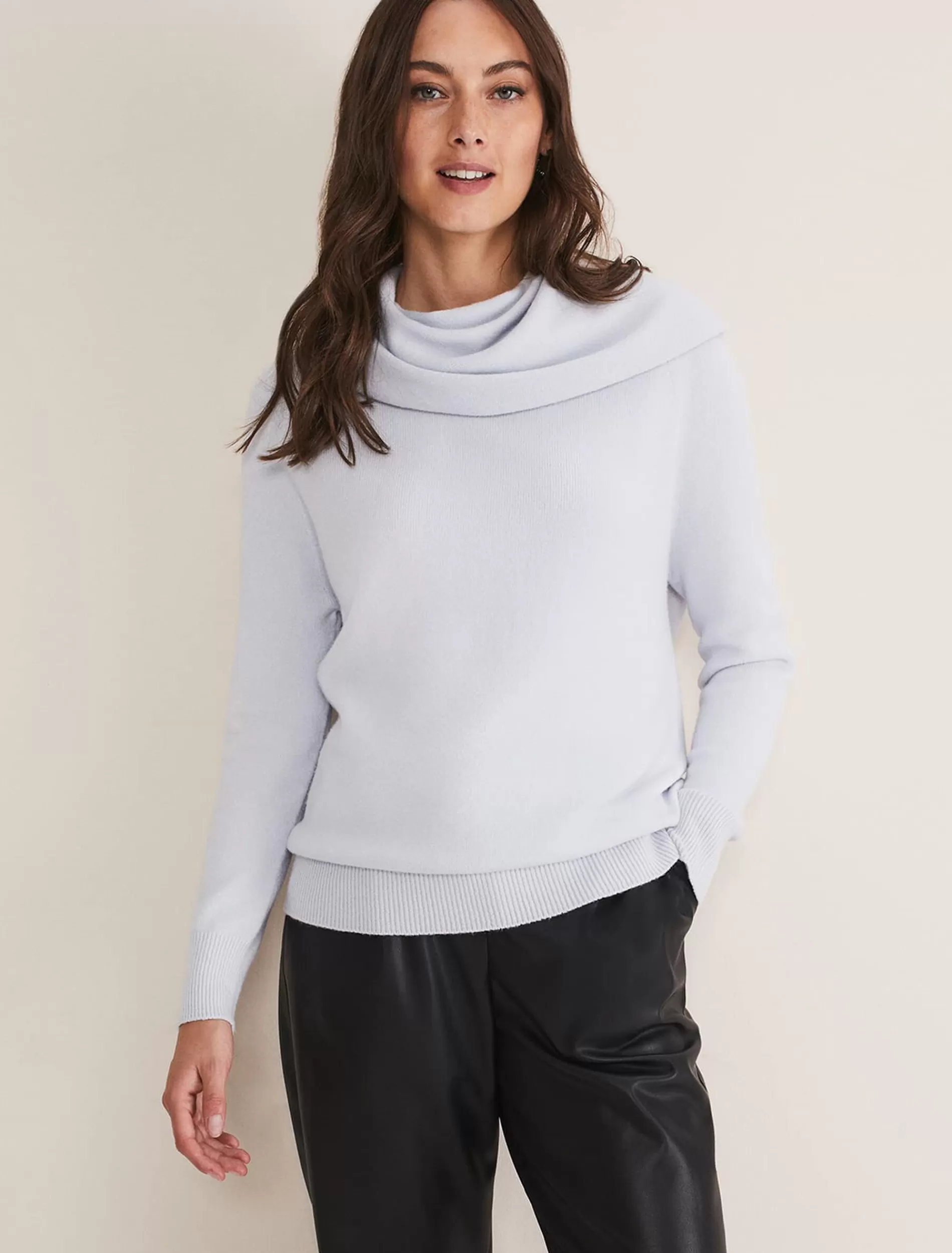 Phase Eight Rylee Roll Neck Knit Ice Blue Best