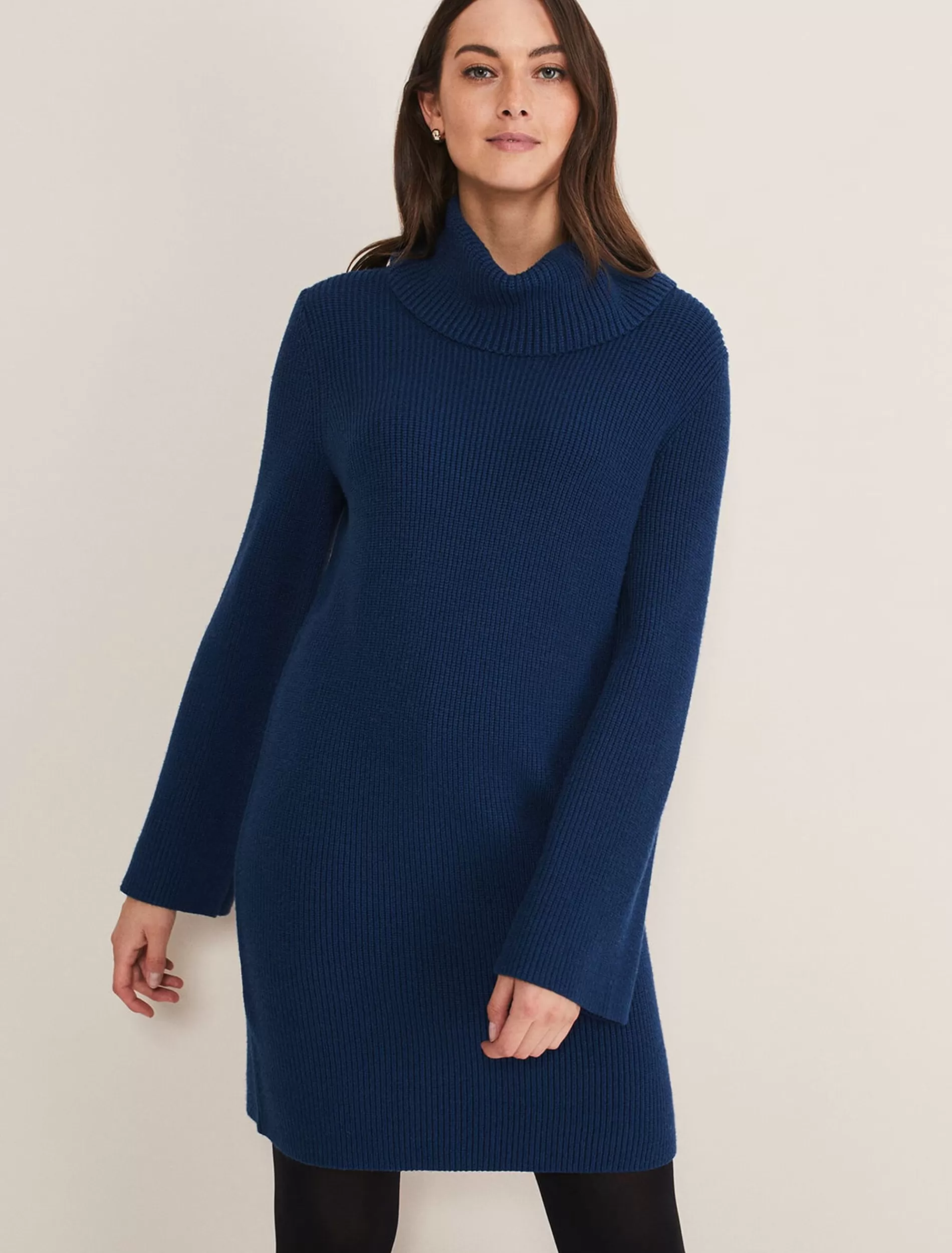 Phase Eight Saffie Cosy Ribbed Sleeve Knit Dress Dark Teal Best Sale