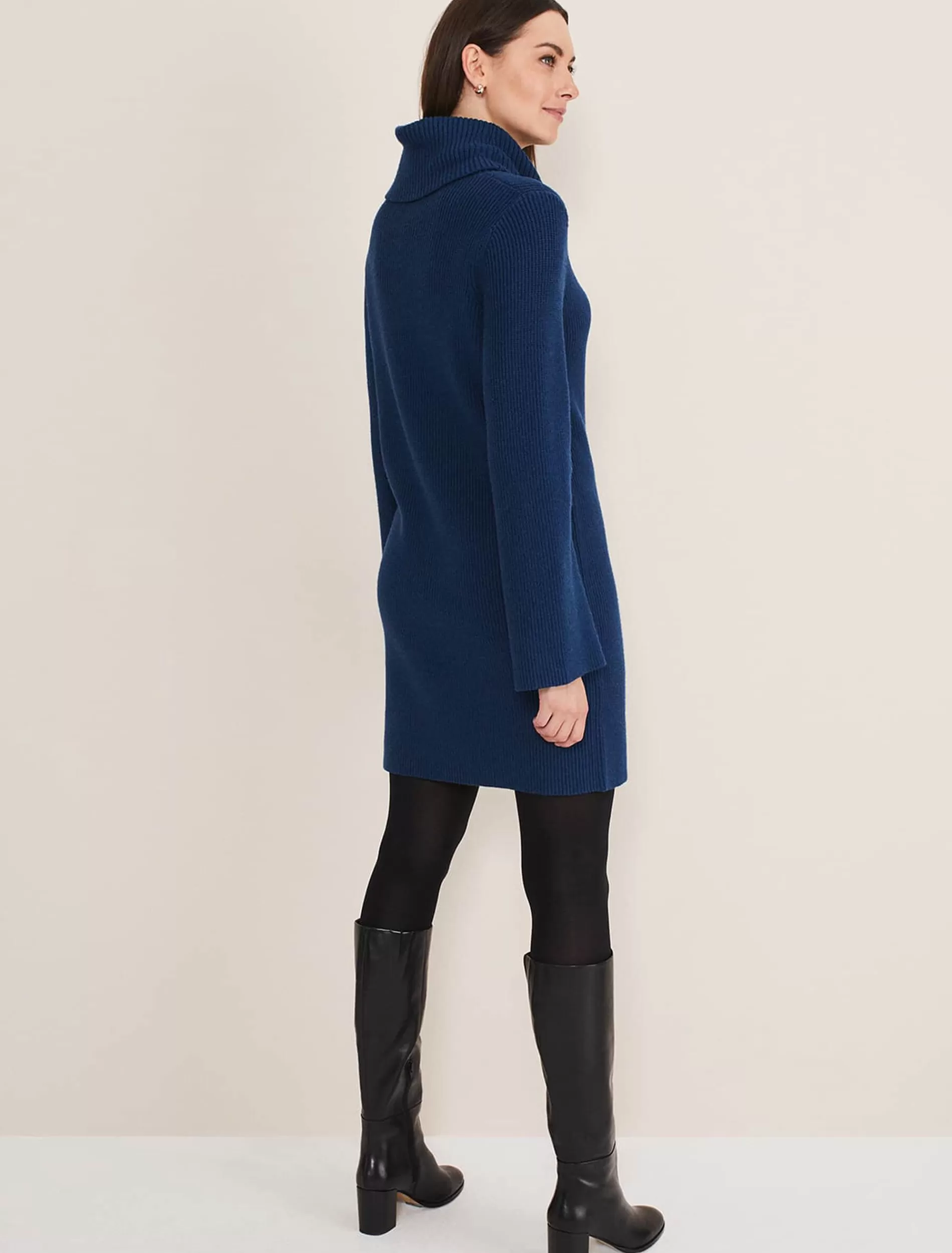 Phase Eight Saffie Cosy Ribbed Sleeve Knit Dress Dark Teal Best Sale