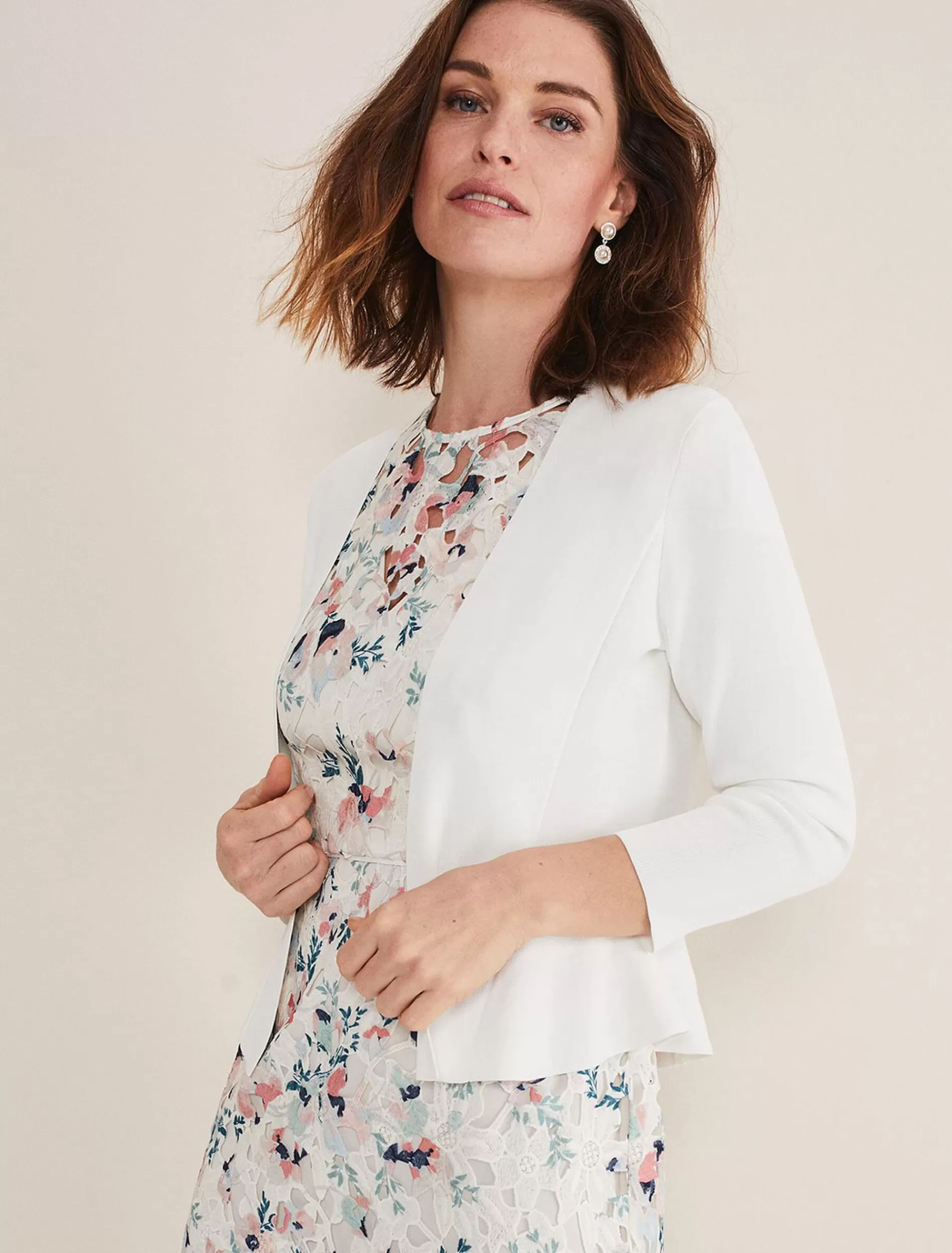Phase Eight Salma Flare Hem Knitted Jacket Ivory Online