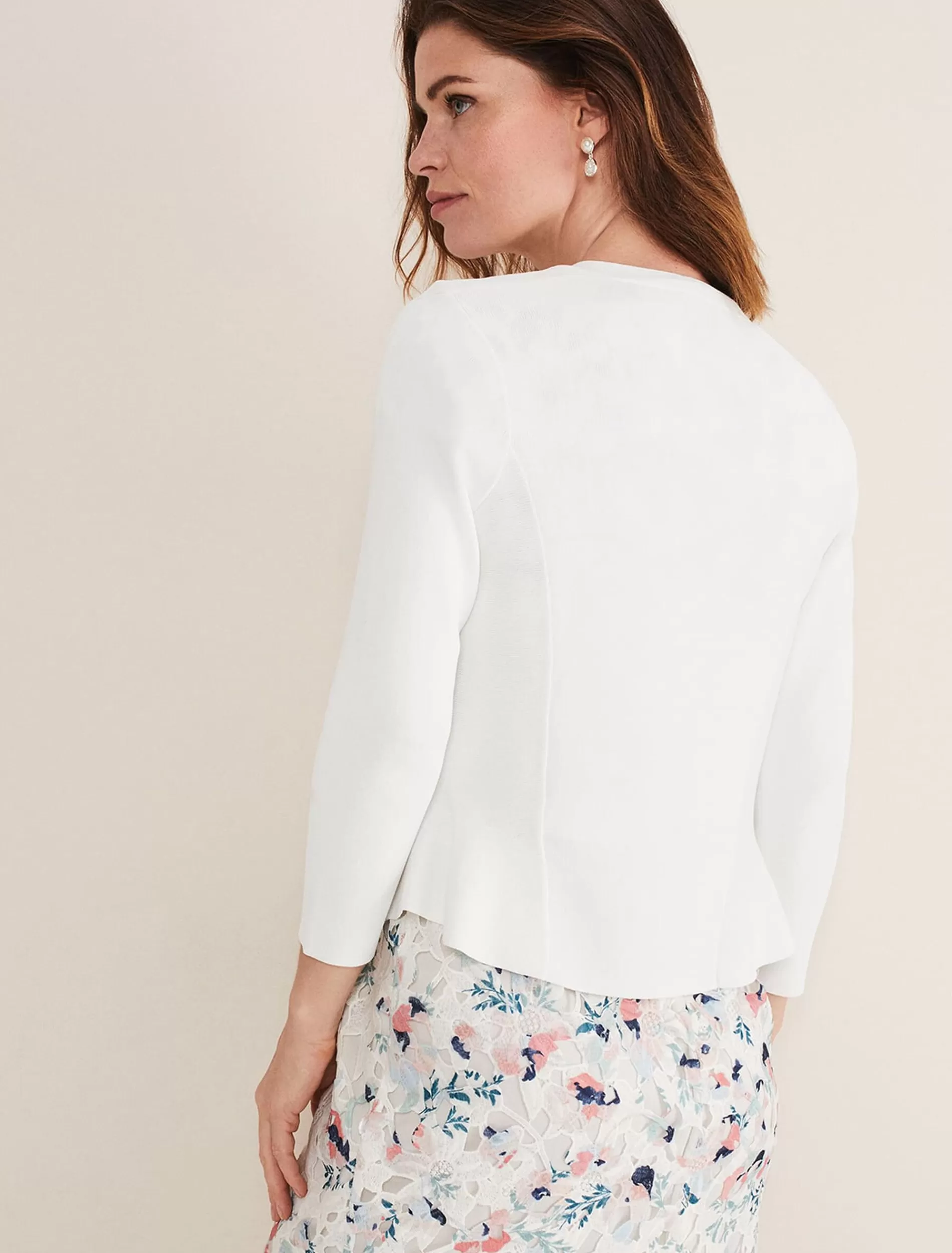 Phase Eight Salma Flare Hem Knitted Jacket Ivory Online