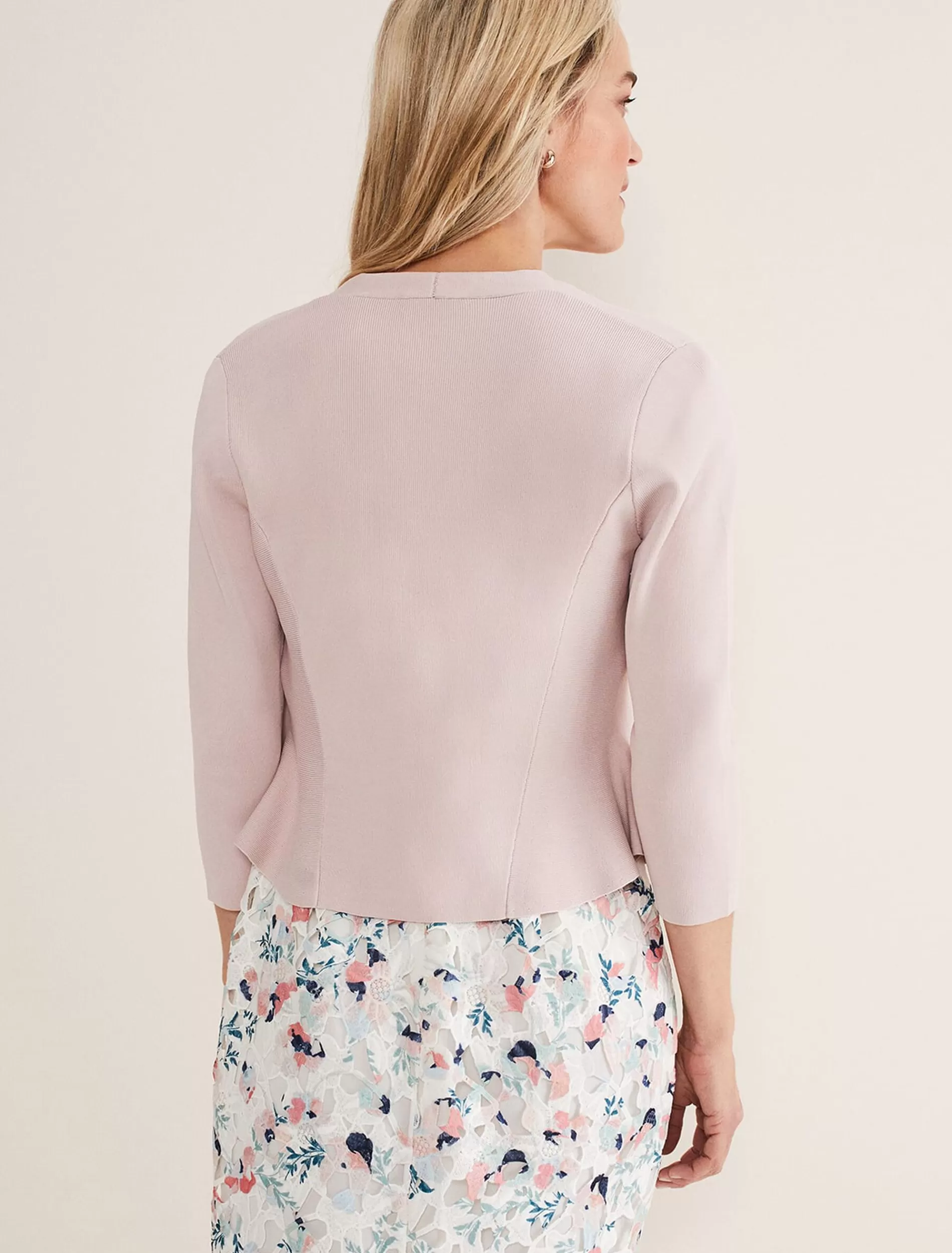 Phase Eight Salma Flare Hem Knitted Jacket Antique Rose Hot