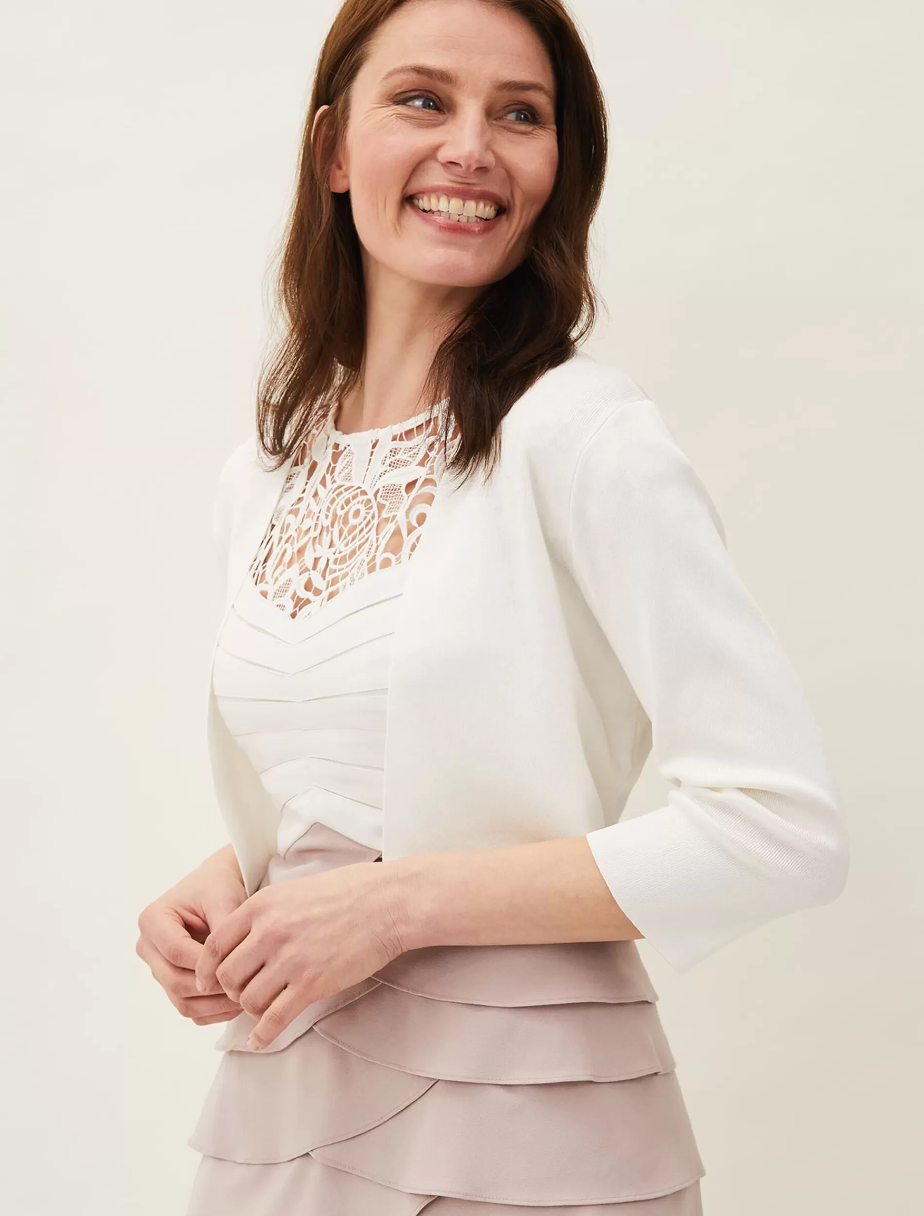 Phase Eight Salma Lightweight Knitted Jacket Ivory Sale