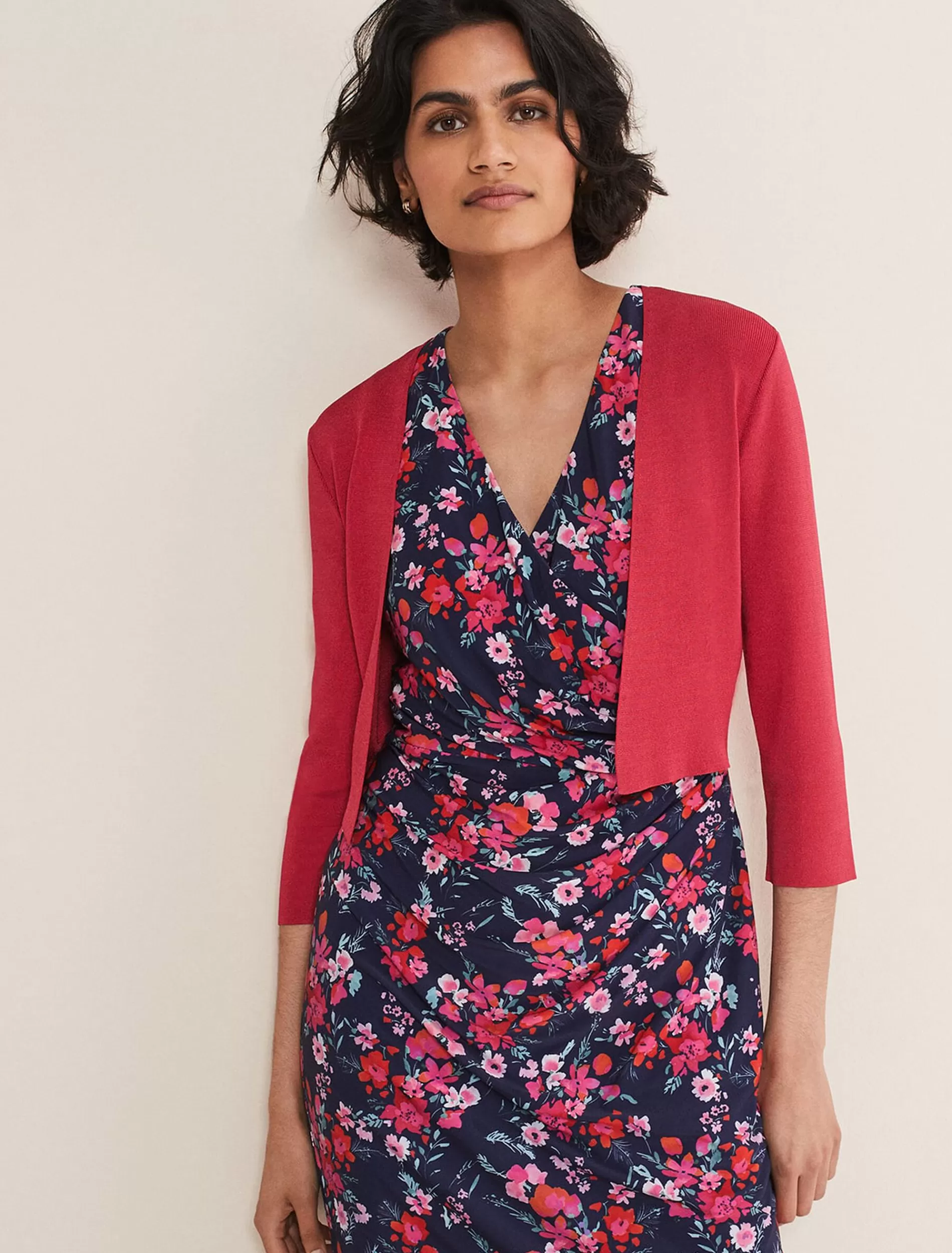 Phase Eight Salma Lightweight Knitted Jacket Raspberry Outlet