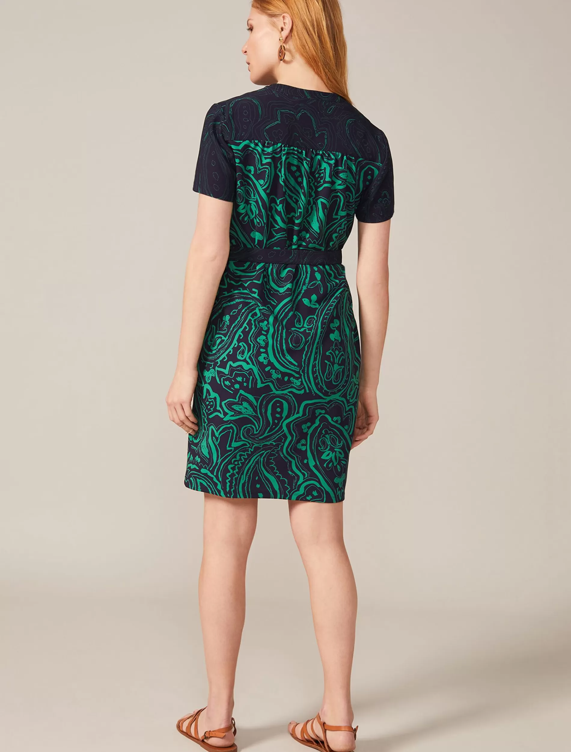 Phase Eight Samaya Paisley Print Tunic Dress Navy/Green Outlet