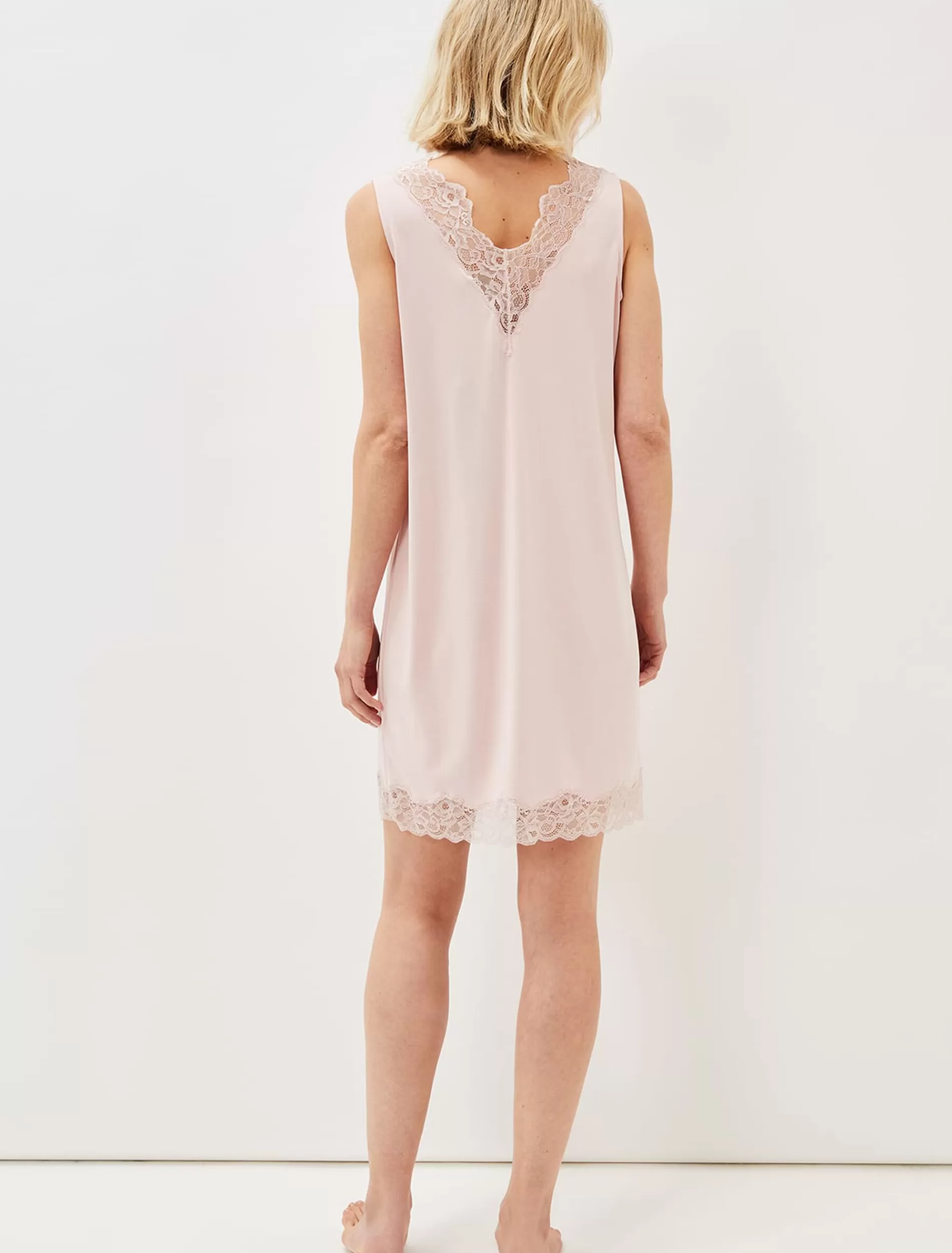 Phase Eight Sania Lace Trim Night Dress Pink Cheap
