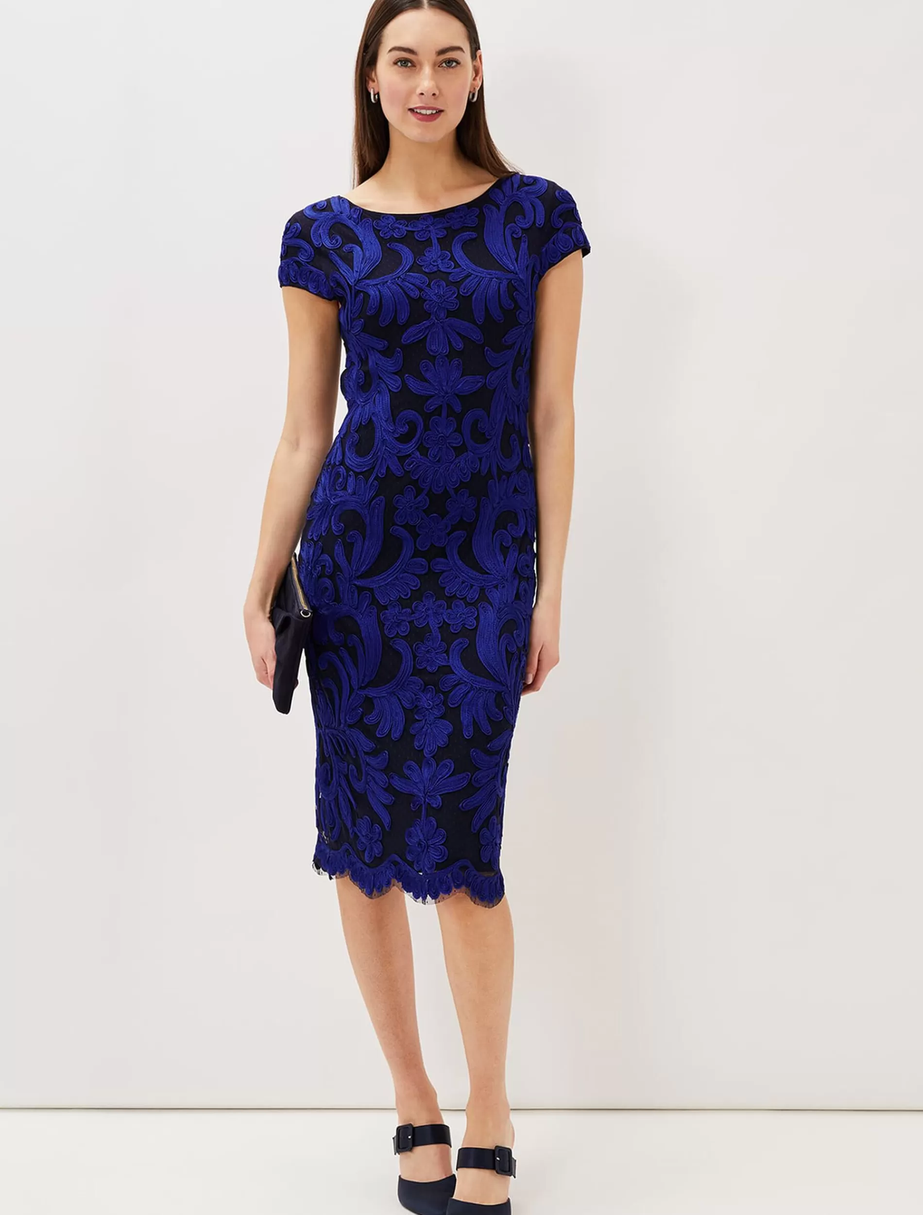 Phase Eight Saphy Tapework Dress Navy/Cobalt Hot