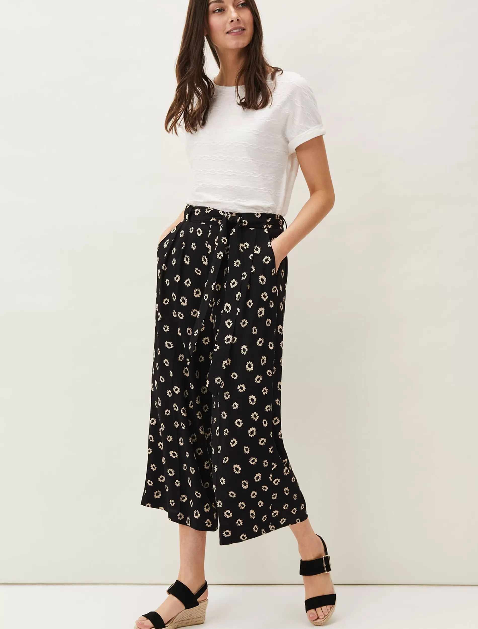 Phase Eight Sasha Floral Culottes Black/Camel Online