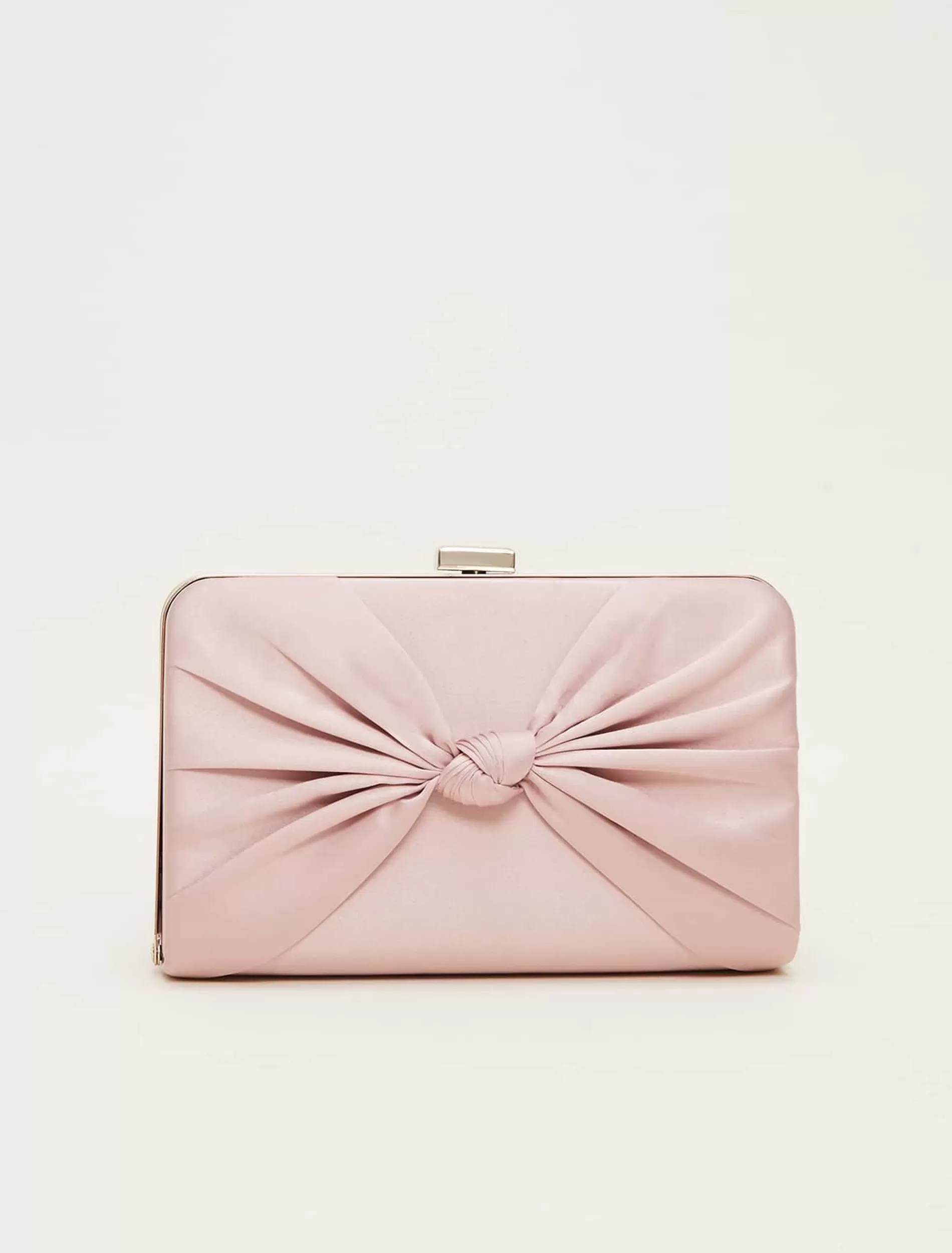 Phase Eight Satin Knot Front Box Clutch Antique Rose Flash Sale