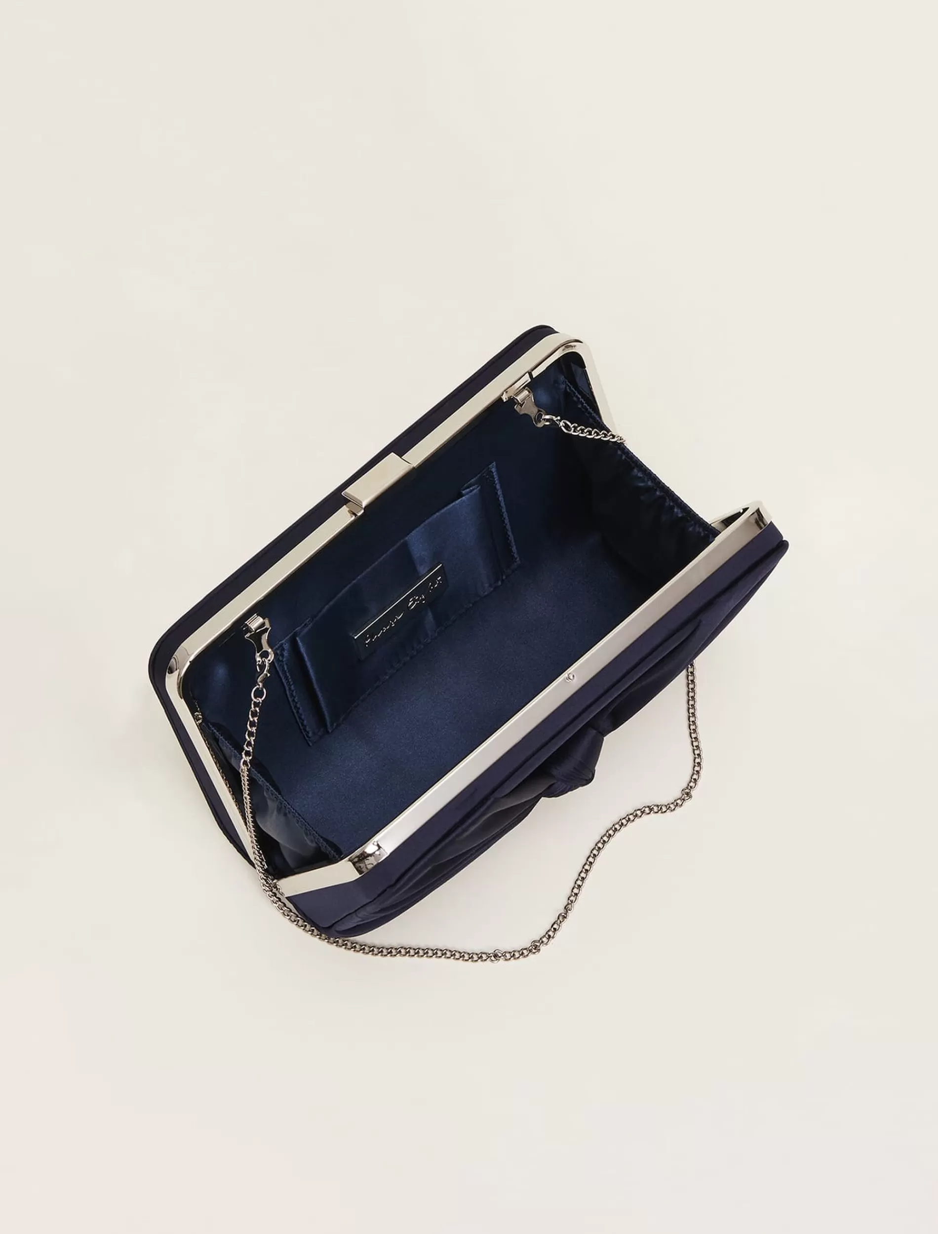 Phase Eight Satin Knot Front Box Clutch Navy Cheap