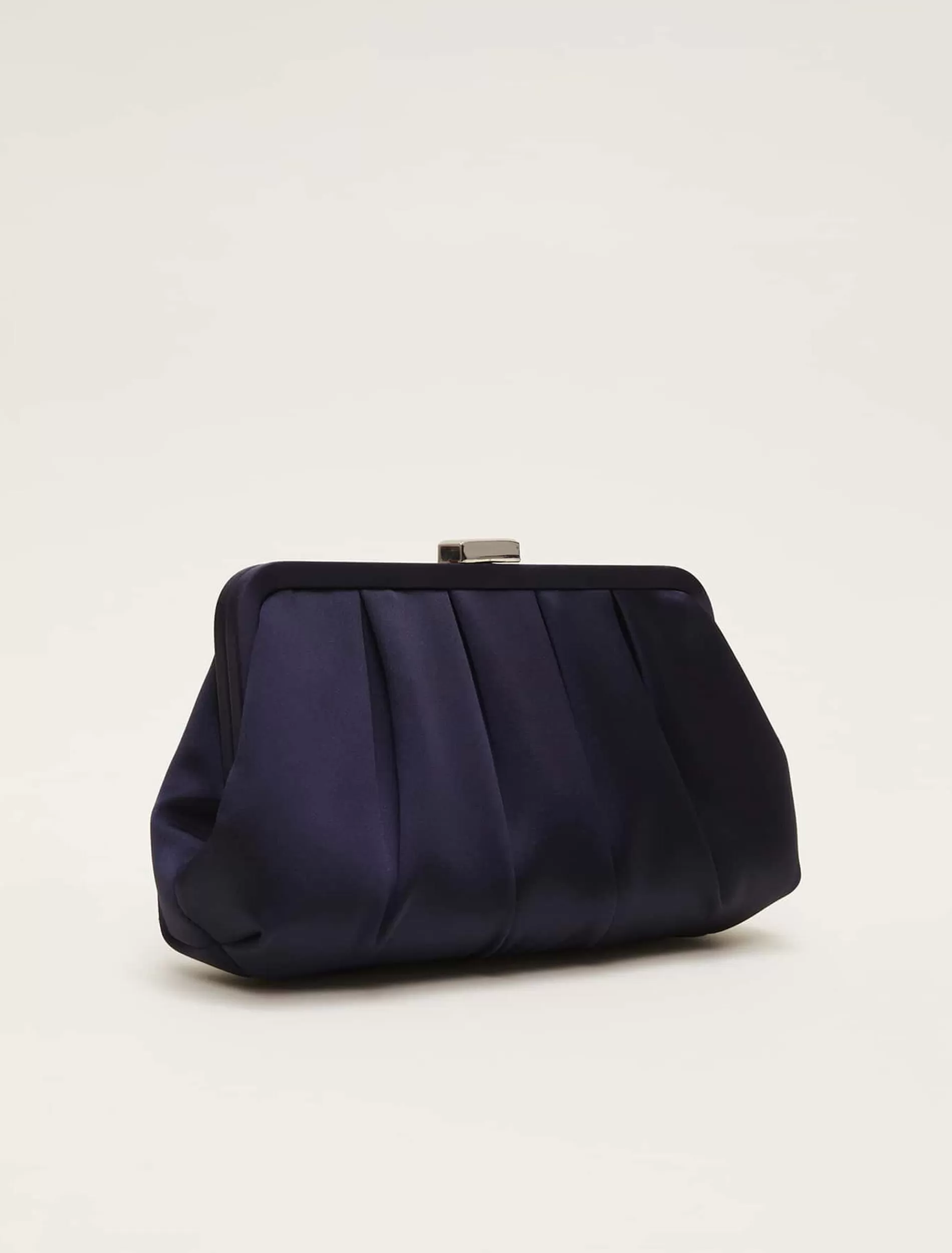 Phase Eight Satin Pleat Clutch Bag French Navy Hot