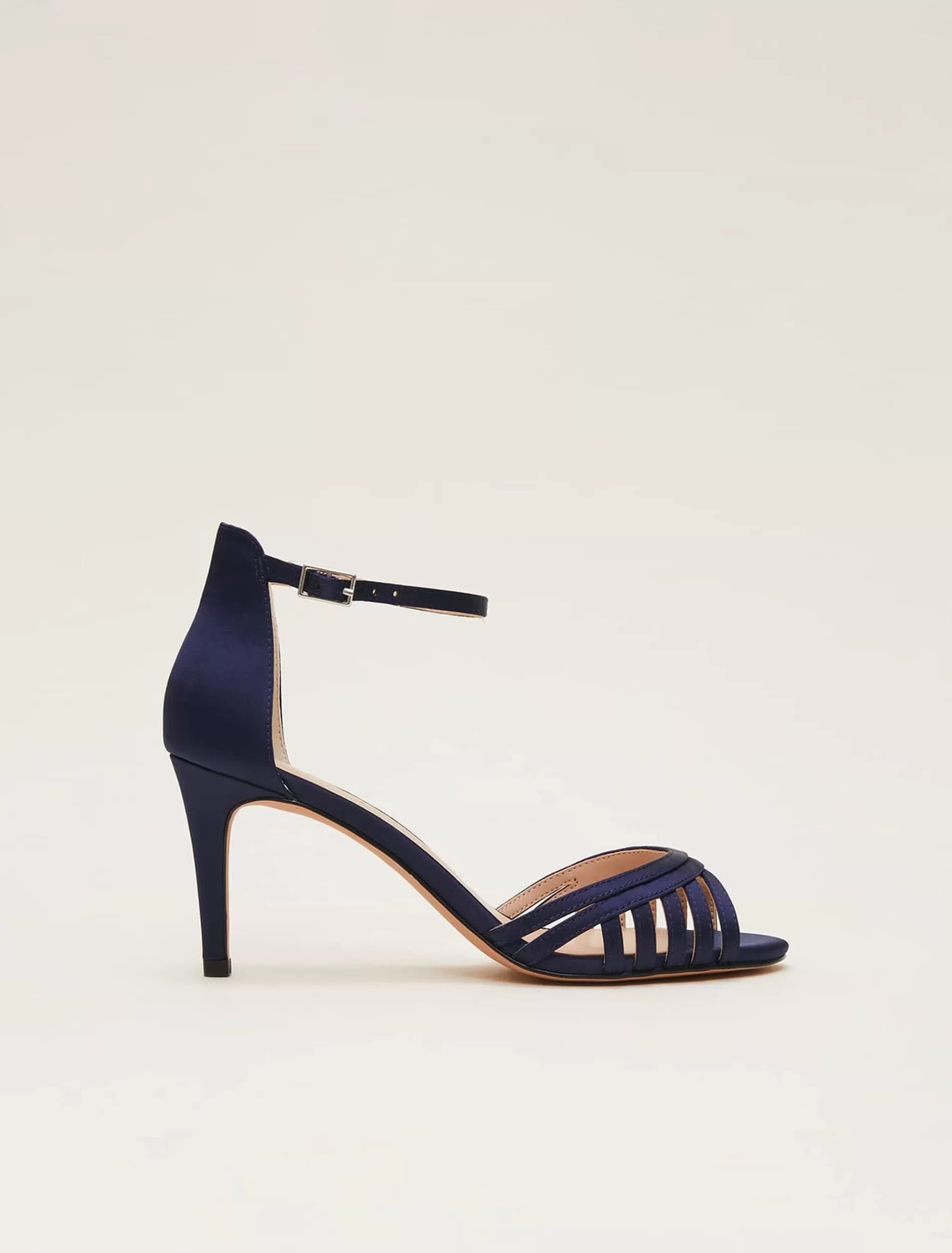 Phase Eight Satin Strappy Heeled Sandals French Navy Shop