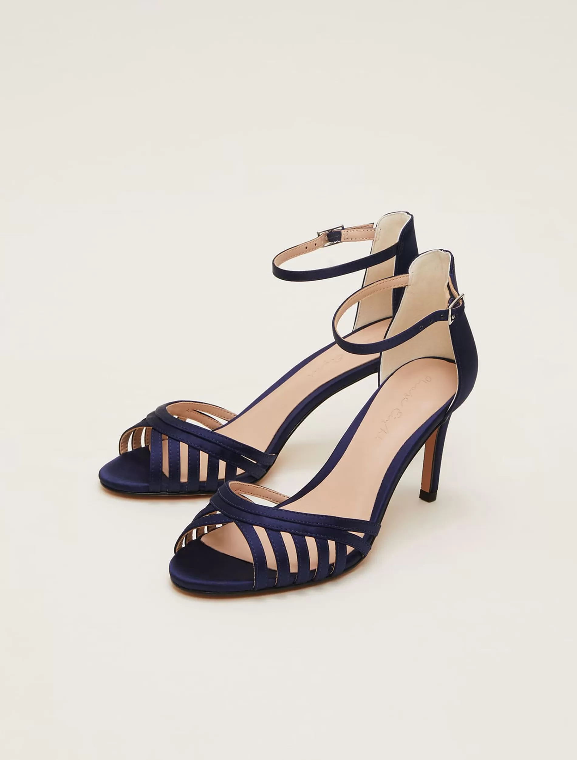 Phase Eight Satin Strappy Heeled Sandals French Navy Shop