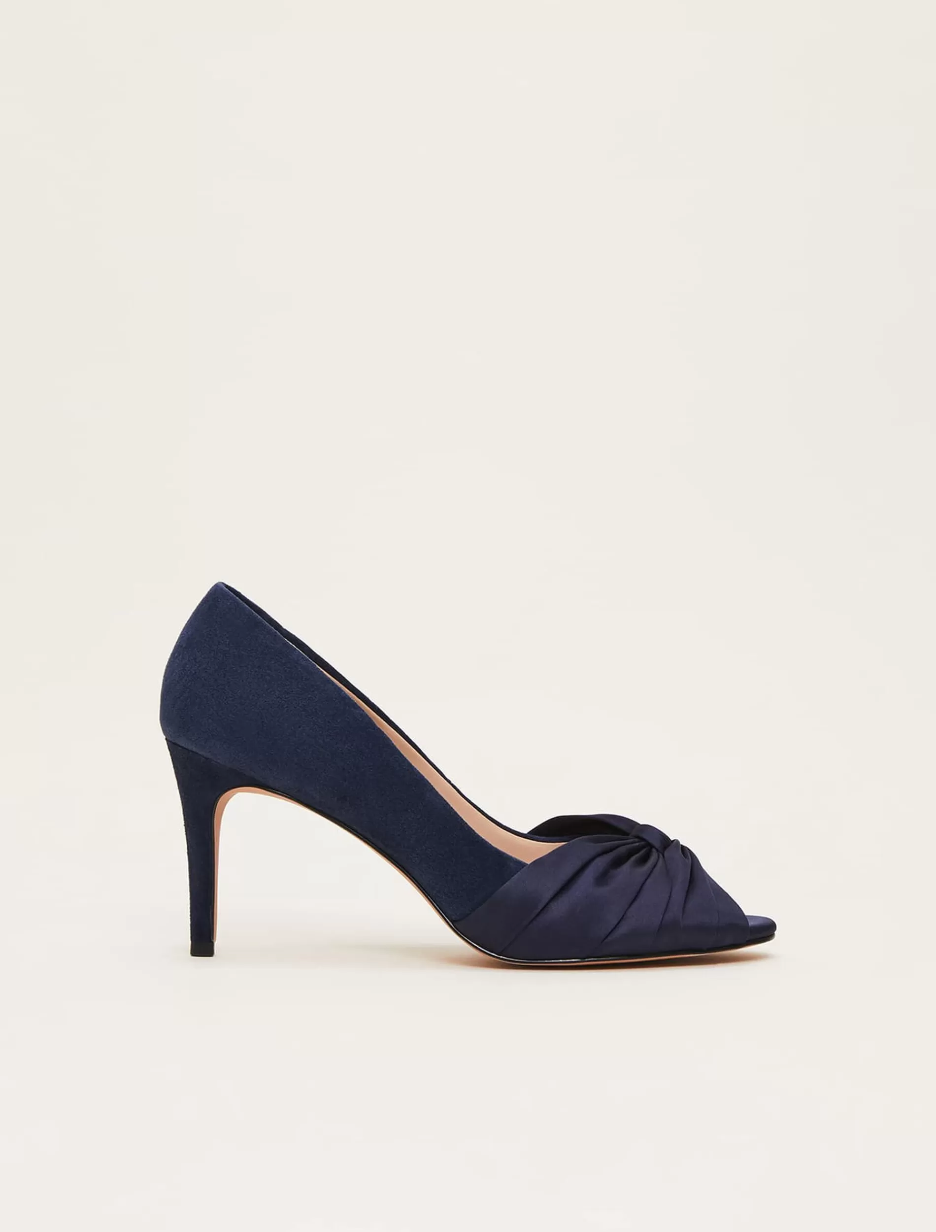 Phase Eight Satin Twist Peeptoe Shoe Navy Discount