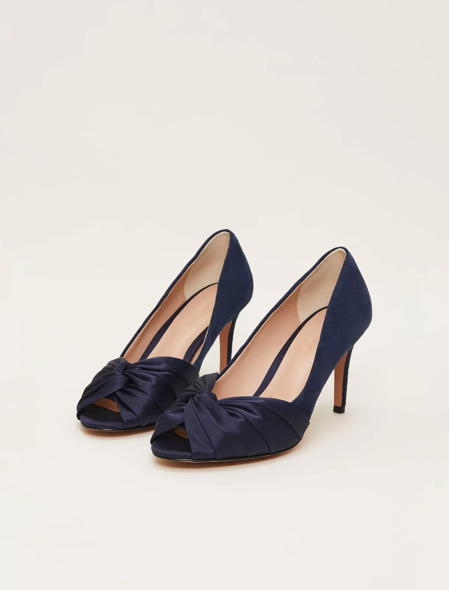 Phase Eight Satin Twist Peeptoe Shoe Navy Discount