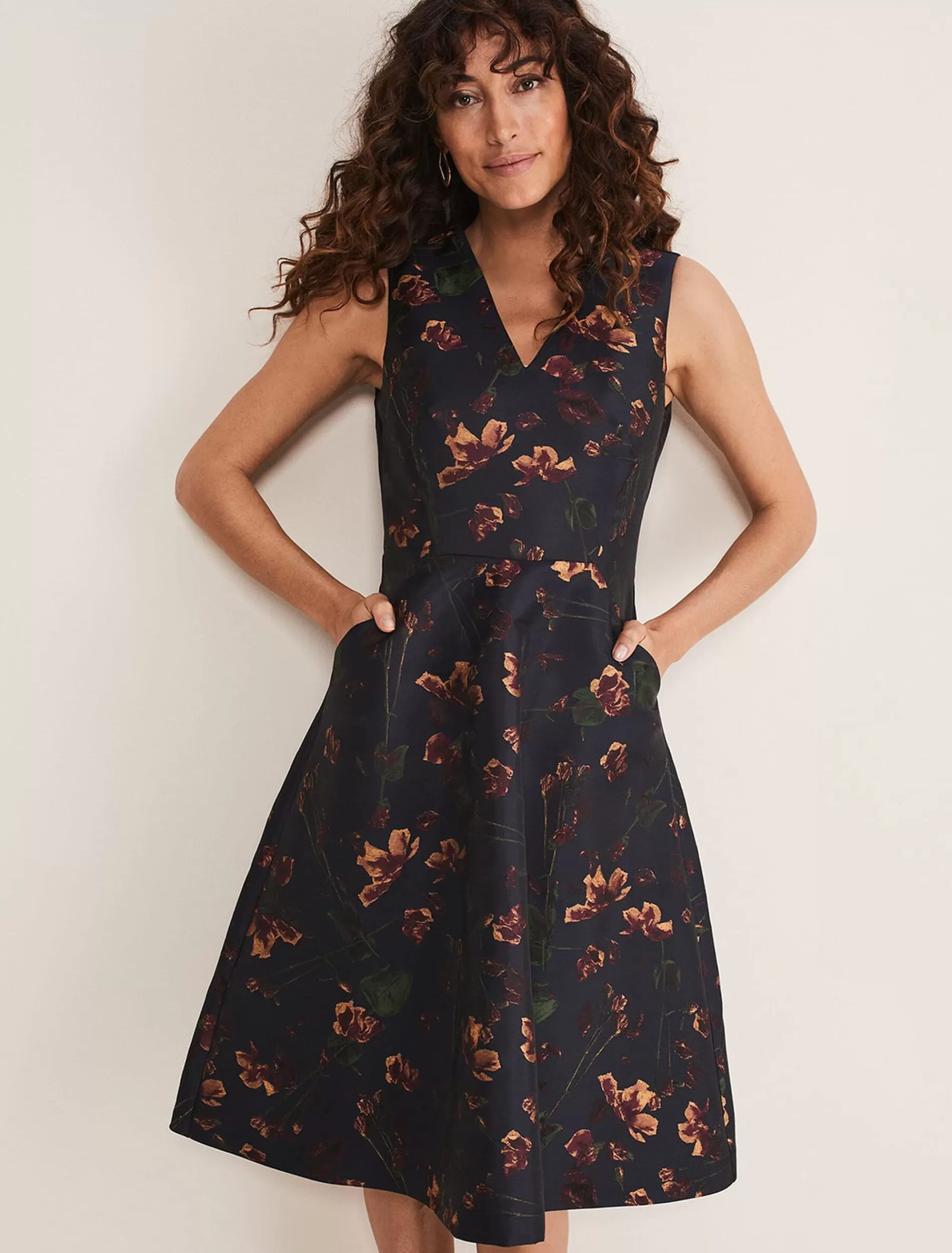 Phase Eight Savannah Jacquard Floral Fit And Flare Dress Navy/Multi Best