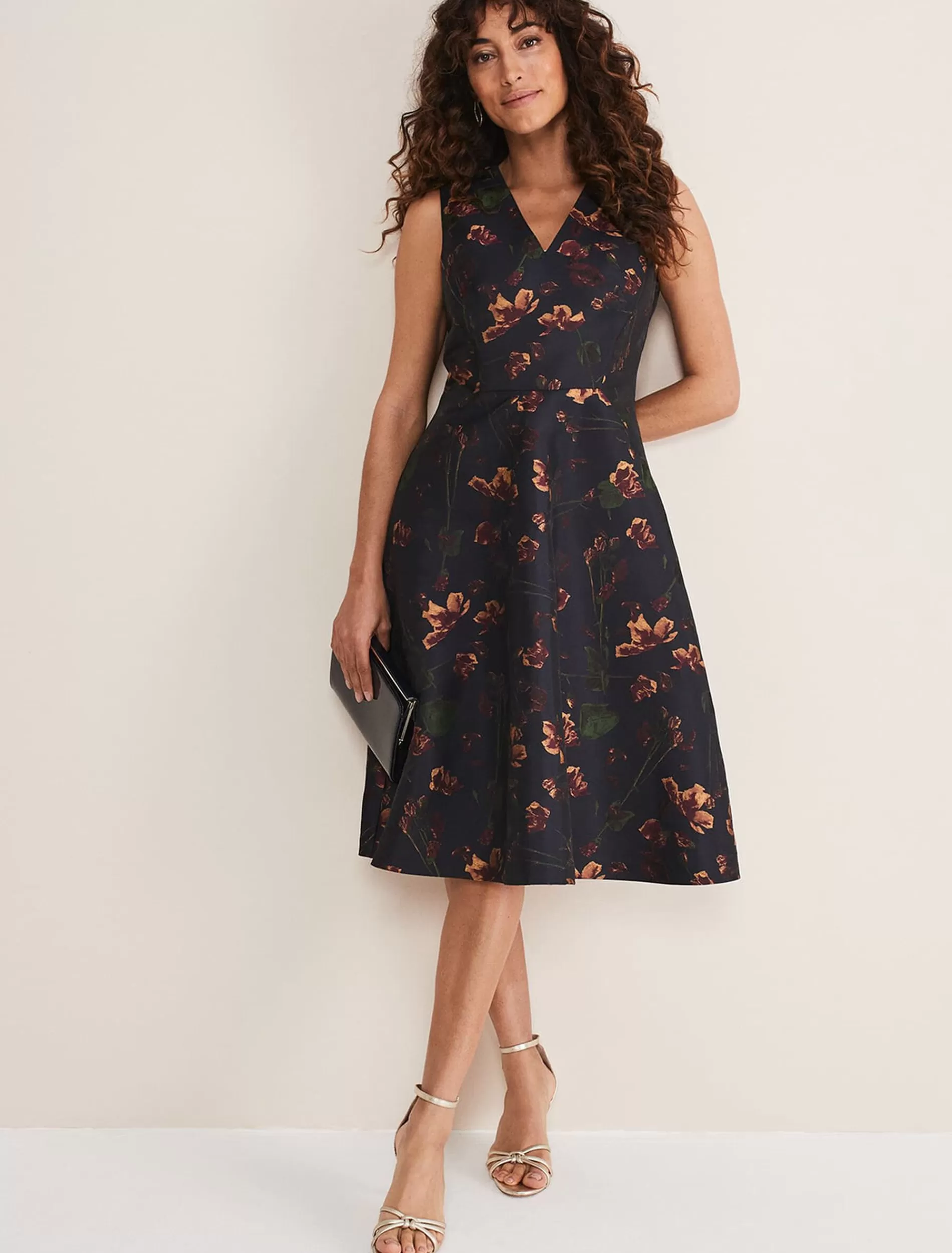 Phase Eight Savannah Jacquard Floral Fit And Flare Dress Navy/Multi Best