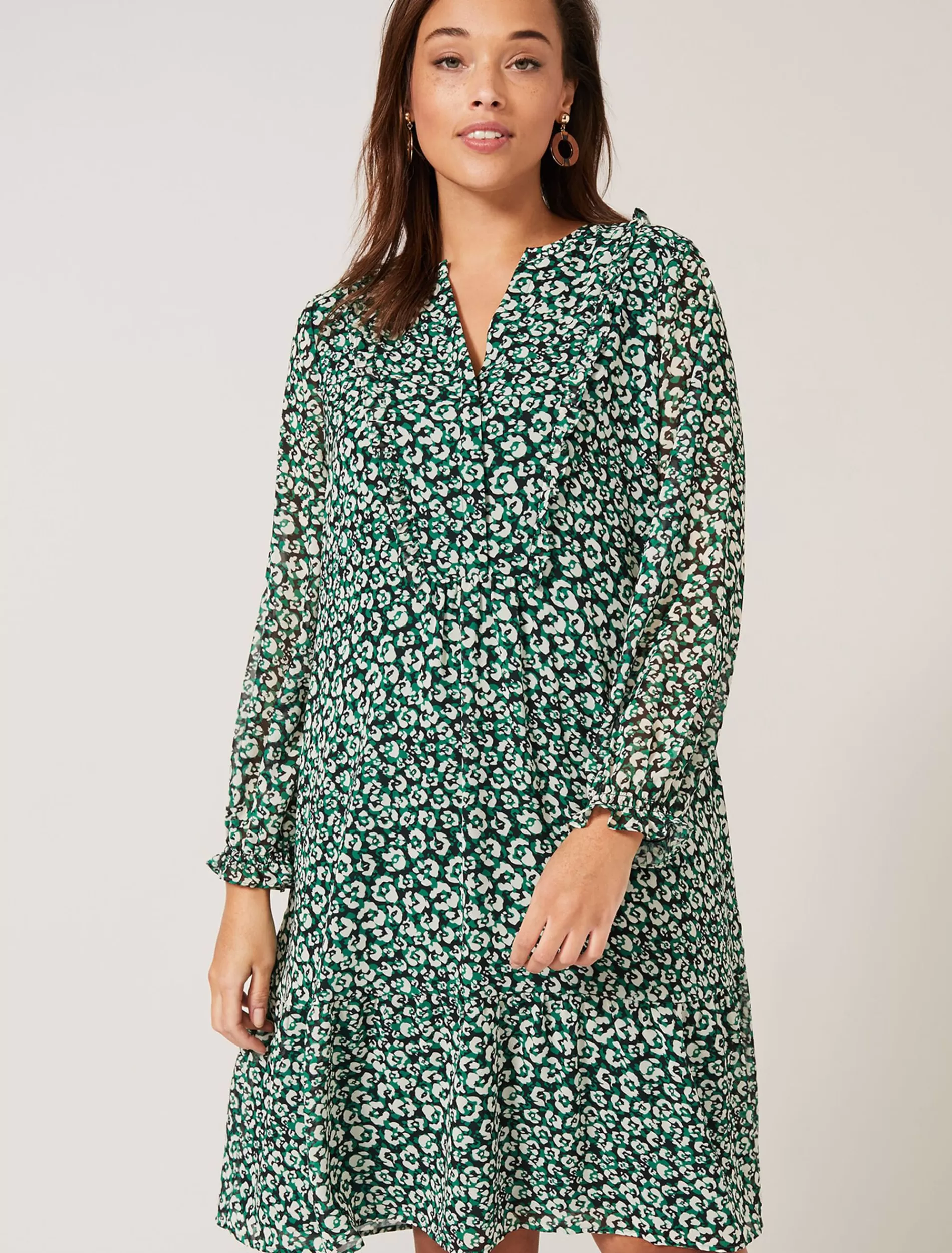 Phase Eight Sawyer Leopard Swing Dress Green Multi Hot