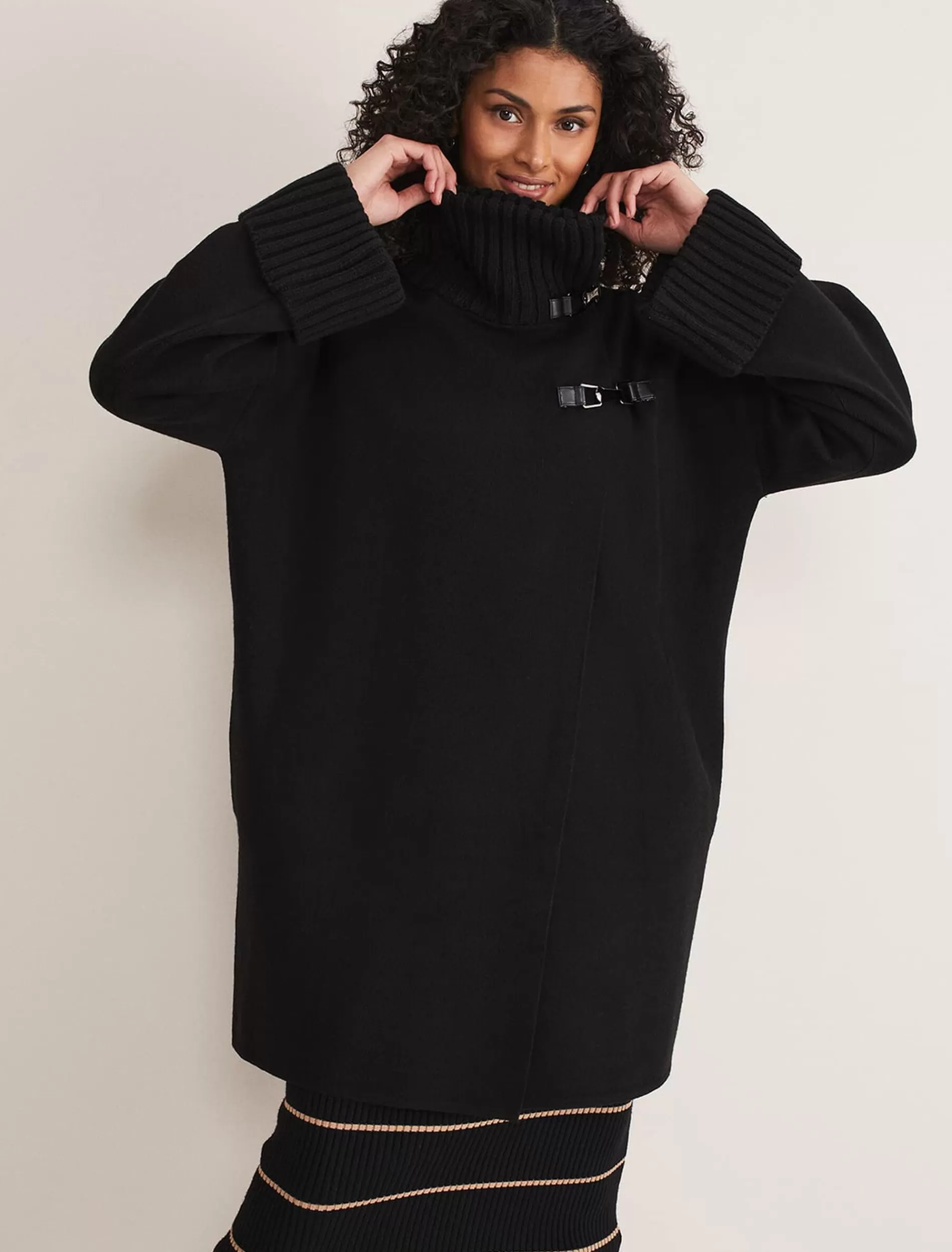 Phase Eight Seama Buckle Trim Knit Coat Black Flash Sale
